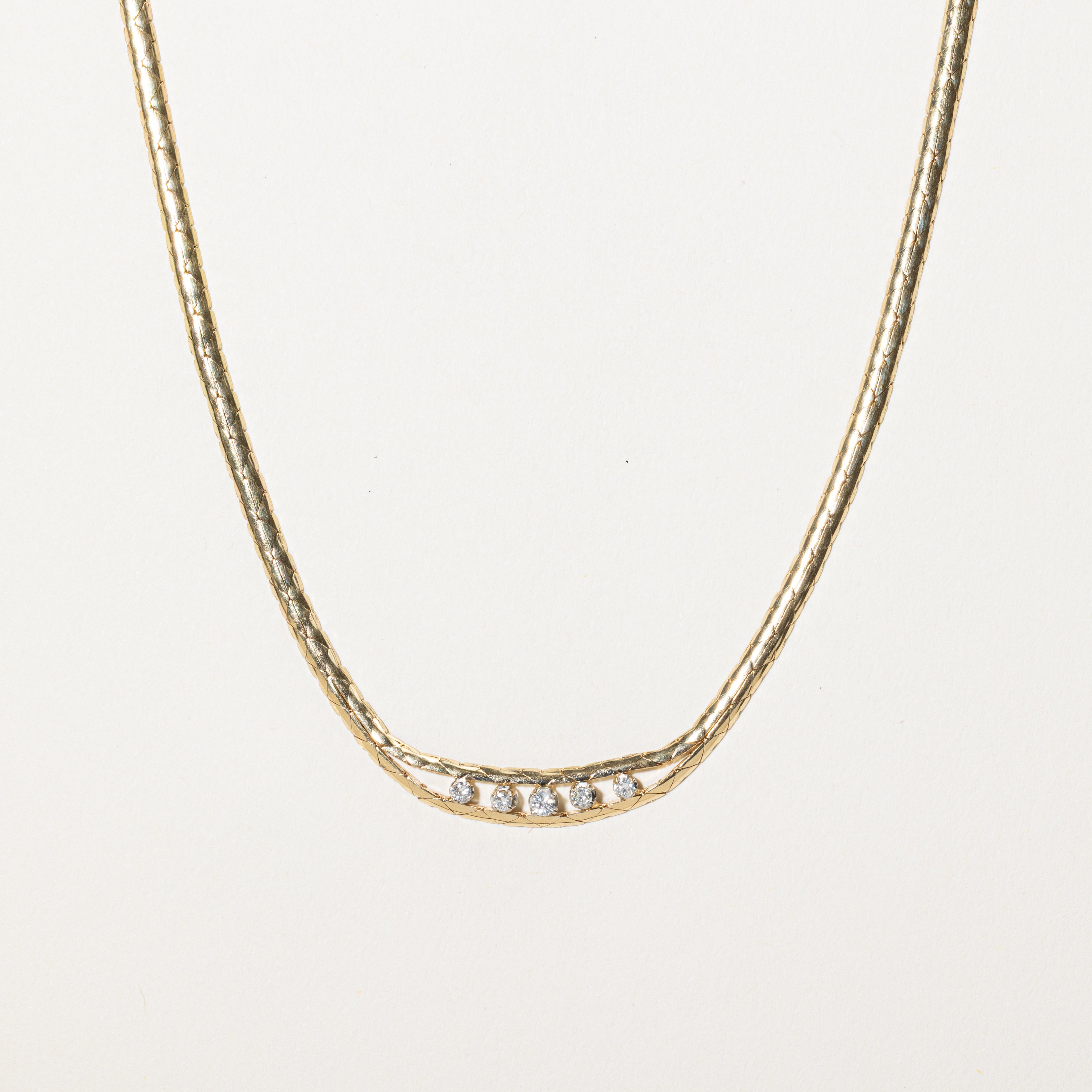Five-Stone Diamond Split Cobra Chain Necklace | 0.13ctw | 16"