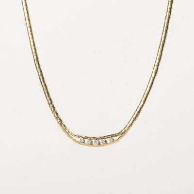 Five-Stone Diamond Split Cobra Chain Necklace | 0.13ctw | 16