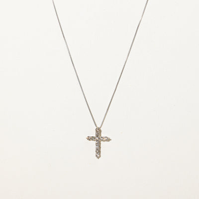 18k Pave Set Diamond Cross Pendant Necklace | 0.50ctw | 17