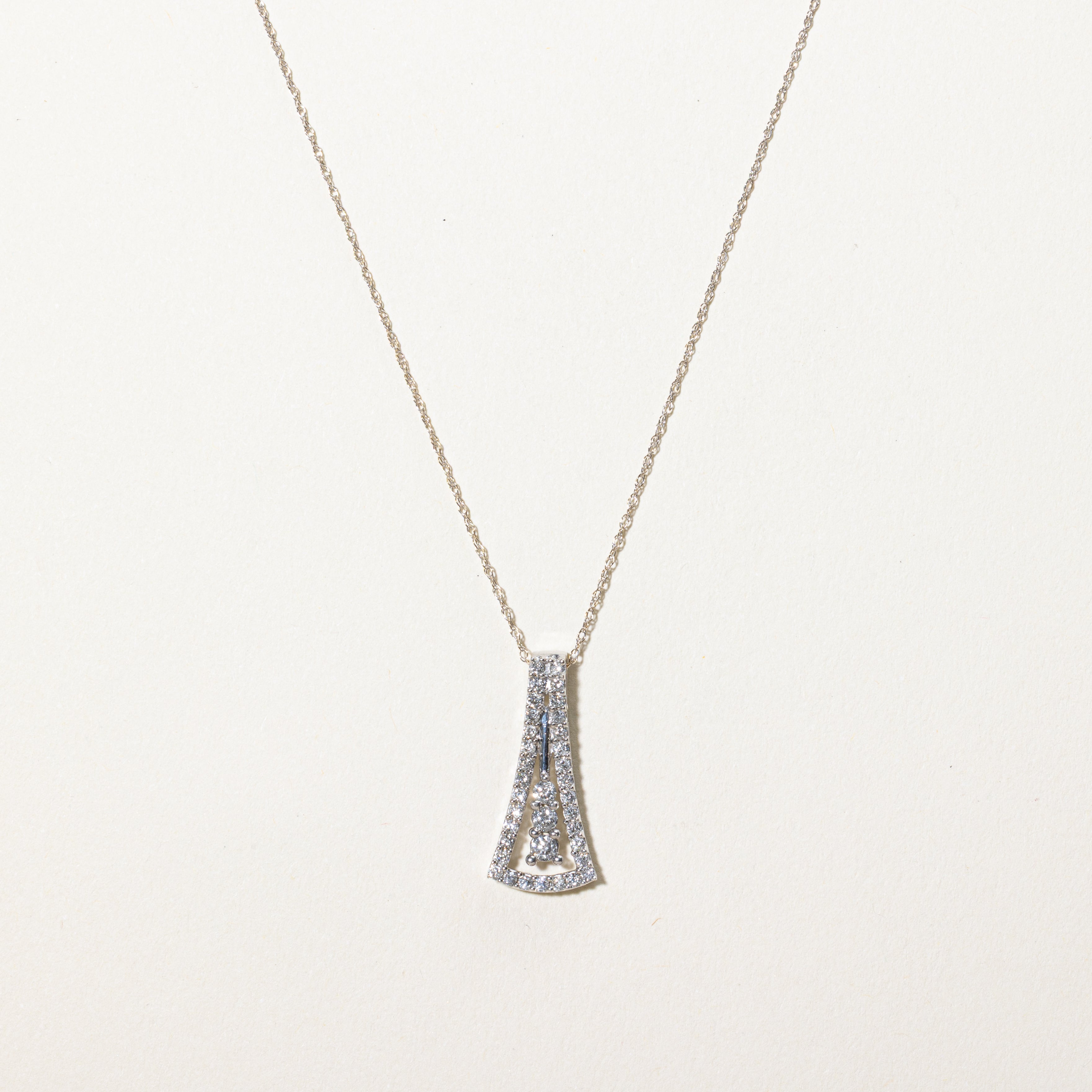 White Gold Diamond Dangling Pendant Necklace | 0.52ctw | 18"