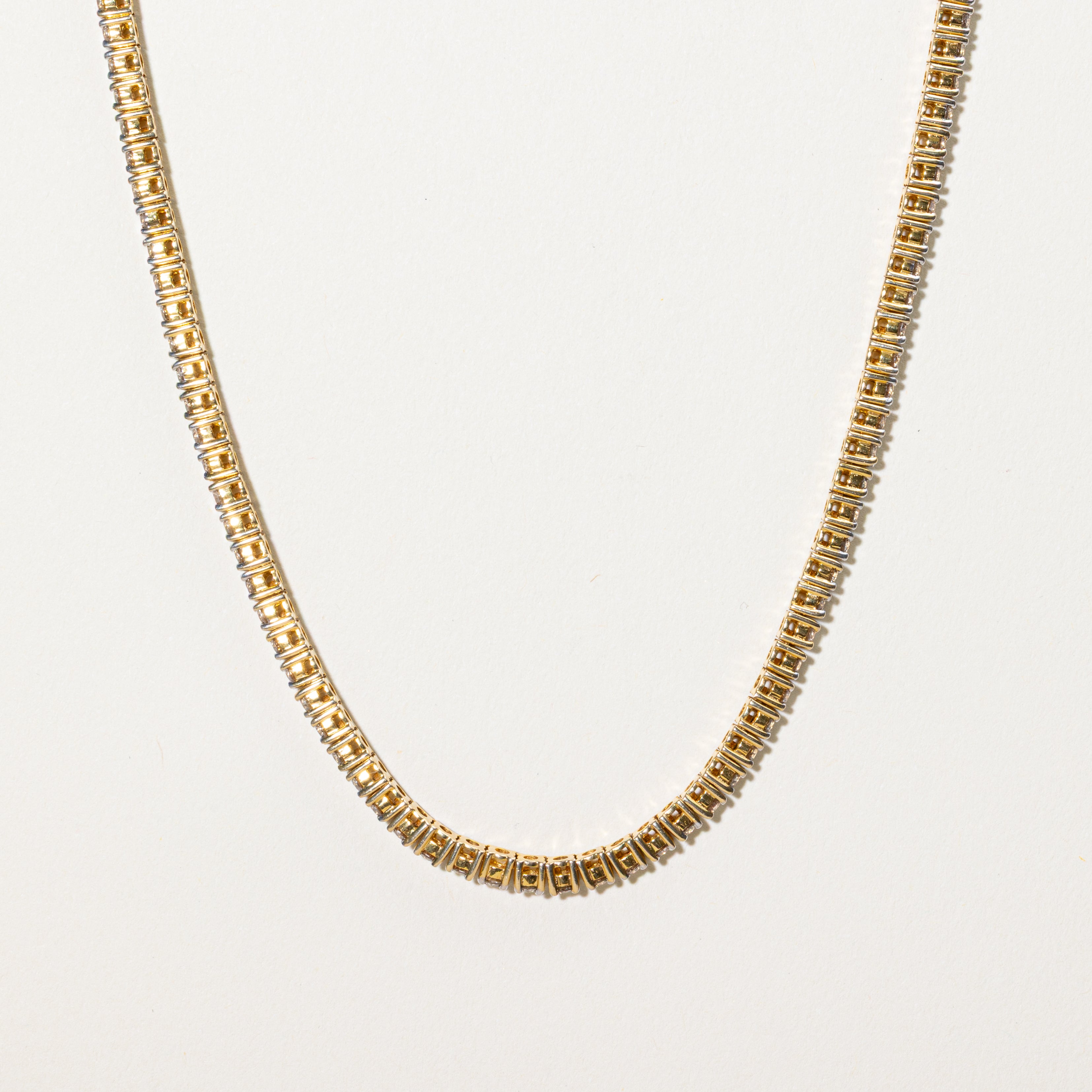 10K Yellow Gold Diamond Tennis Necklace | 9.50ctw | 23"