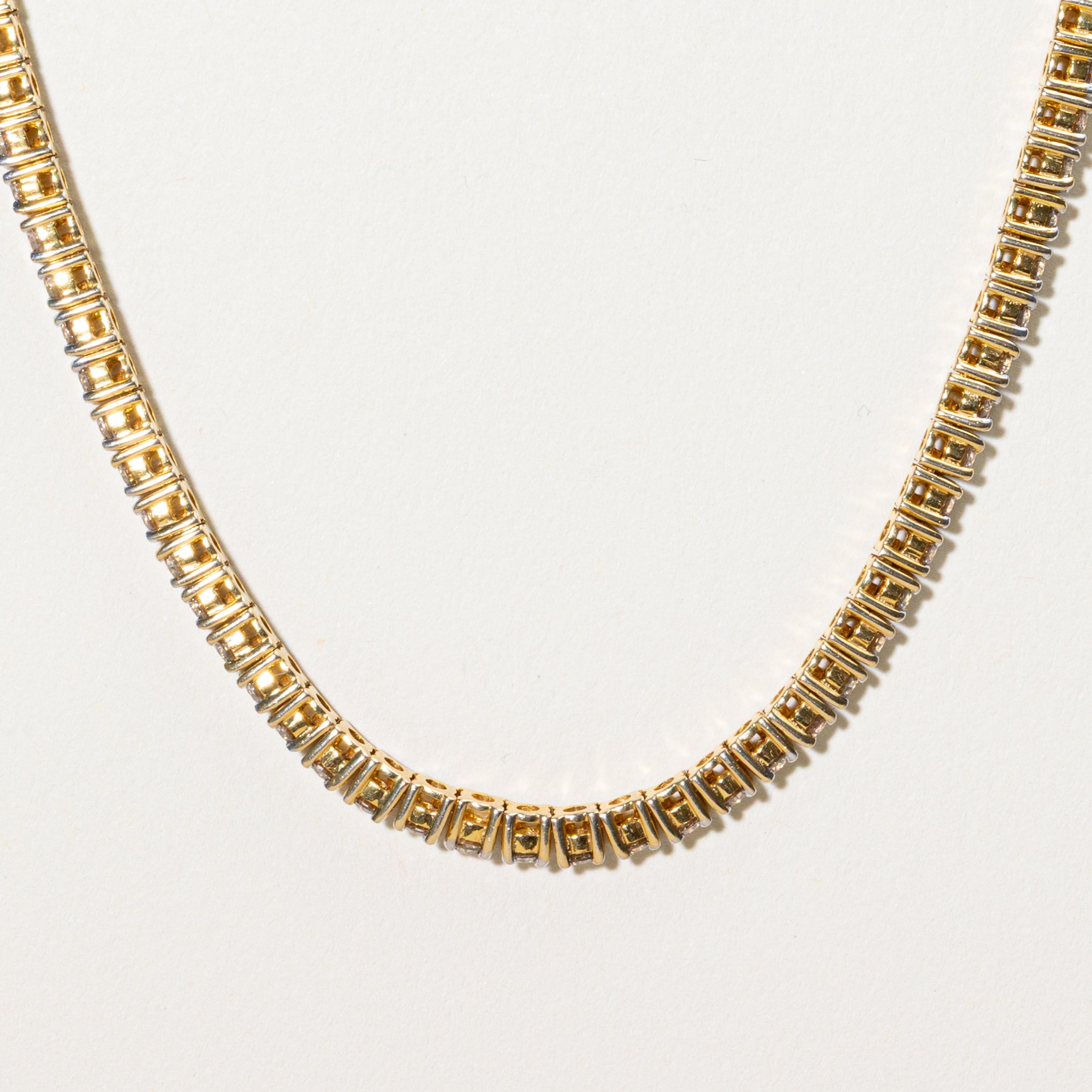 10K Yellow Gold Diamond Tennis Necklace | 9.50ctw | 23"