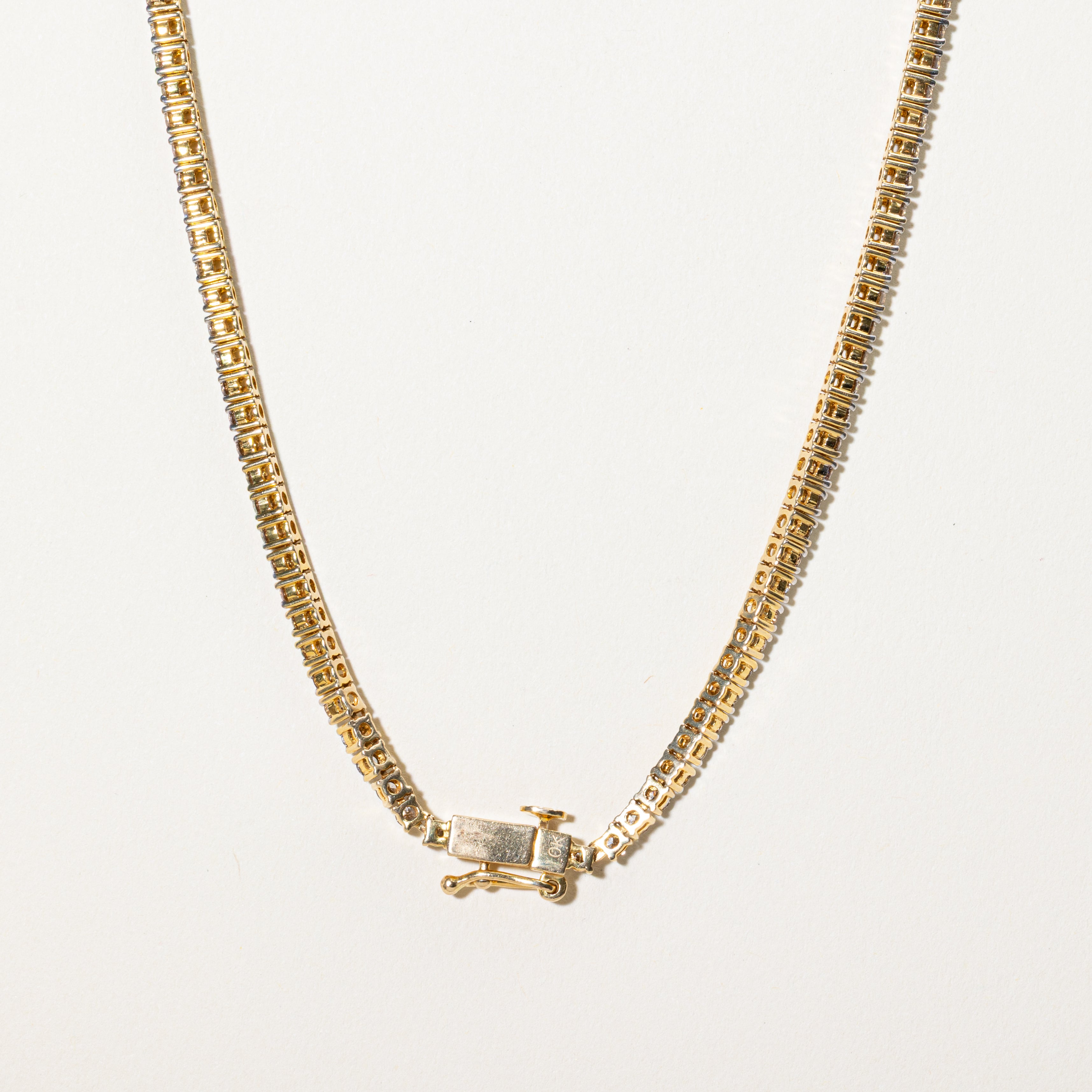 10K Yellow Gold Diamond Tennis Necklace | 9.50ctw | 23"