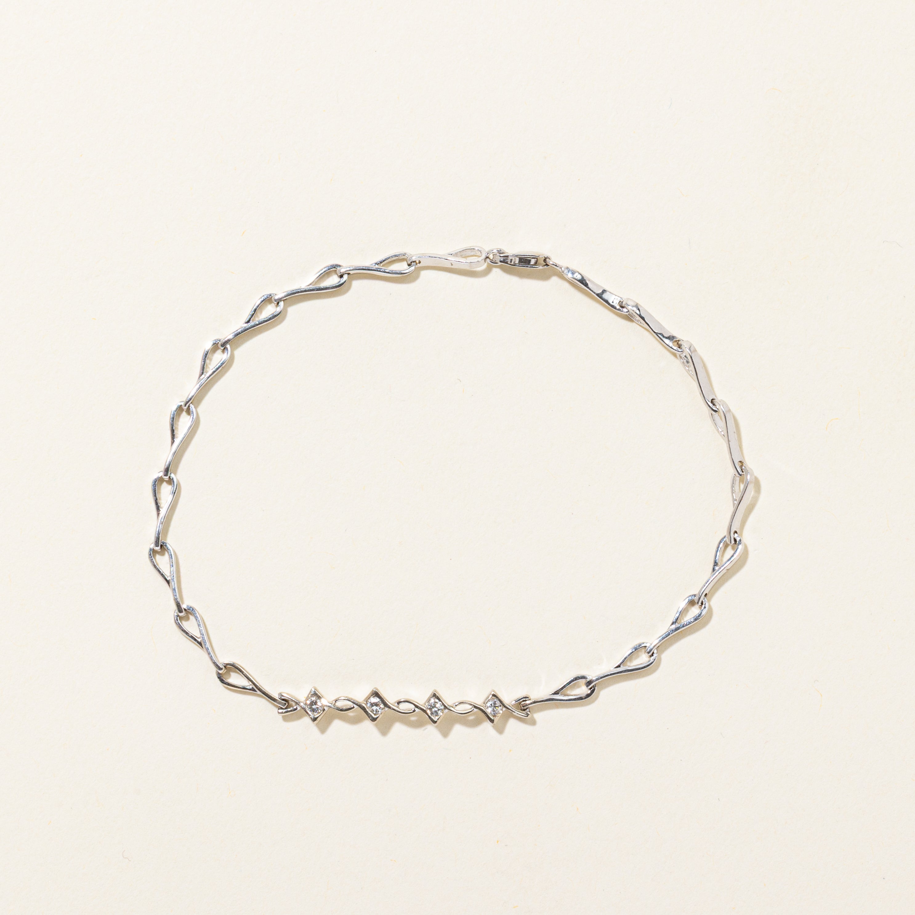 18k White Gold Diamond Openwork Bracelet | 0.12ctw | 7"