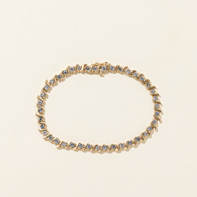 Yellow Gold Diamond Swirl Tennis Bracelet | 2.60ctw | 7