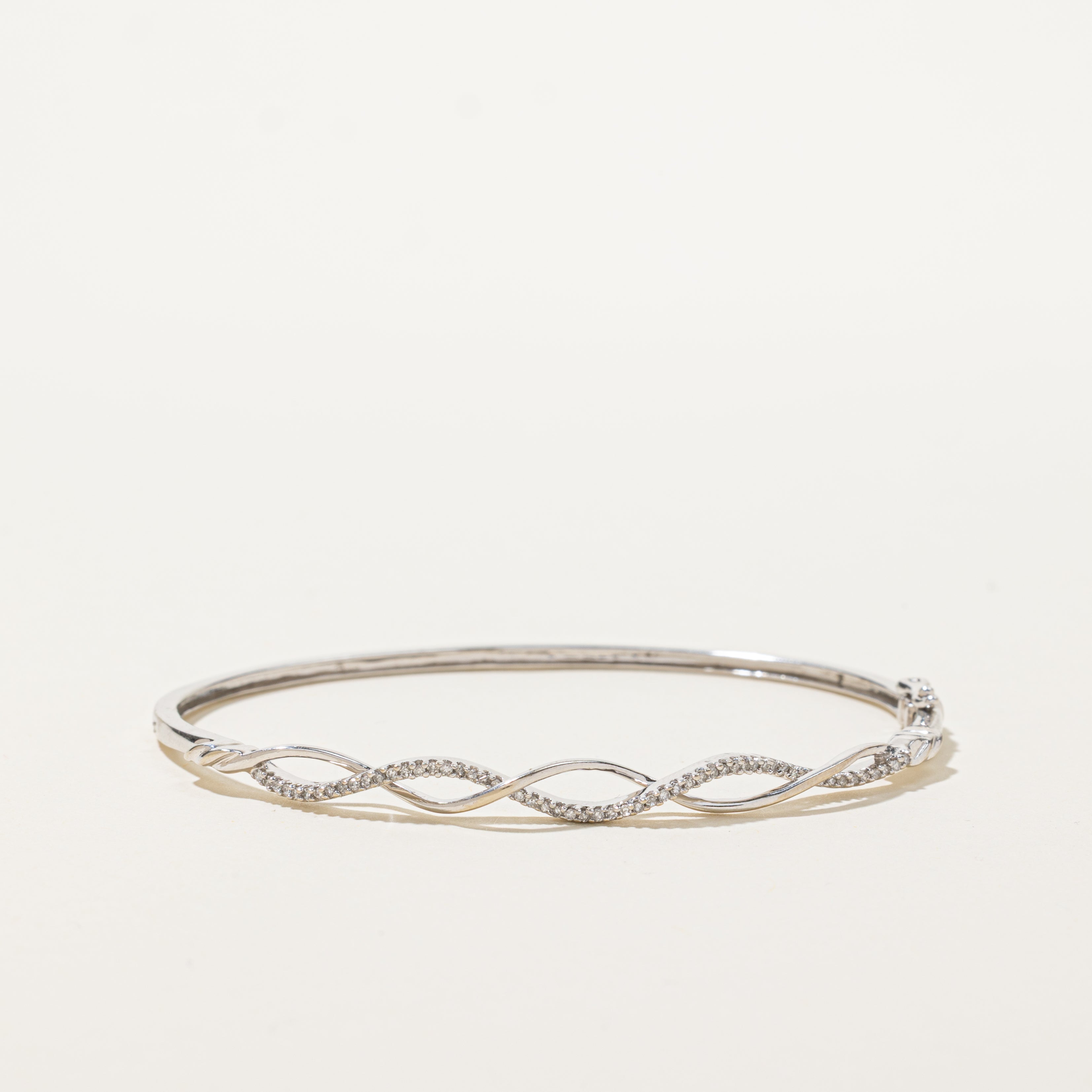 White Gold Semi-Eternity Diamond Twisted Cuff | 0.25ctw | 6.5"