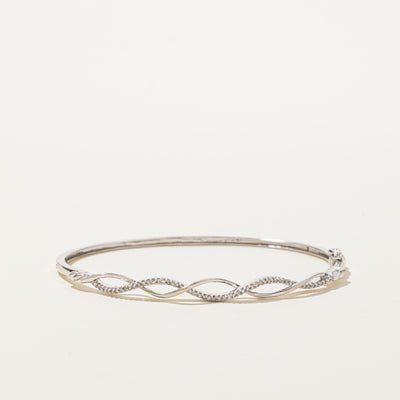White Gold Semi-Eternity Diamond Twisted Cuff | 0.25ctw | 6.5