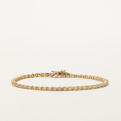 Yellow Gold Diamond Plain Tennis Bracelet | 0.50ctw | 7