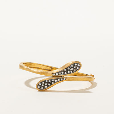 18k Pave Set Diamond Bypass Teardrop Cuff | 0.41ctw | 5