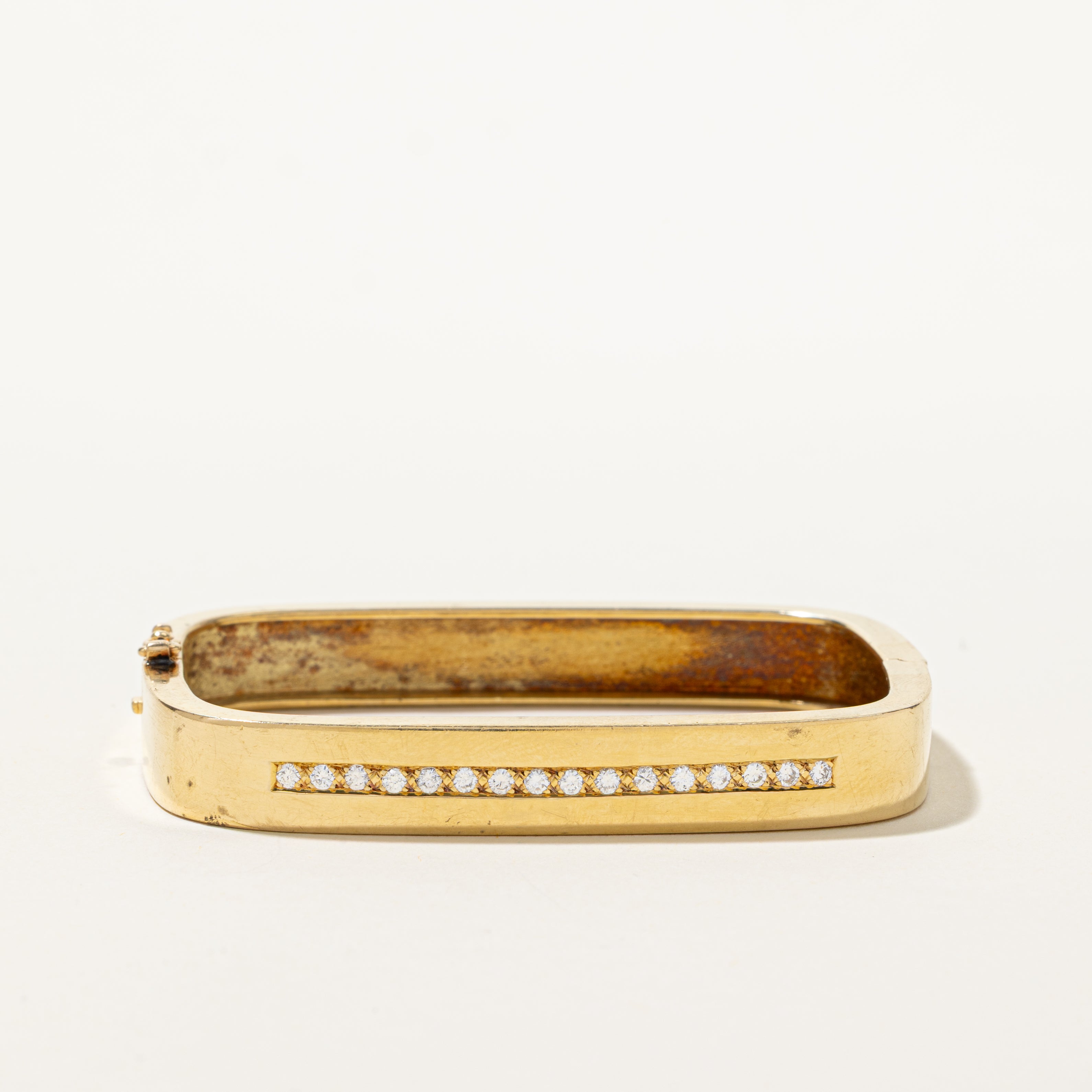 18k Channel Set Diamond Soft-Square Cuff | 0.48ctw | 7"