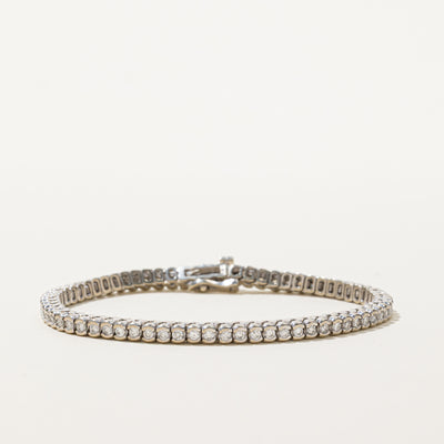White Gold Semi Bezel Set Diamond Tennis Bracelet | 2.07ctw | 7
