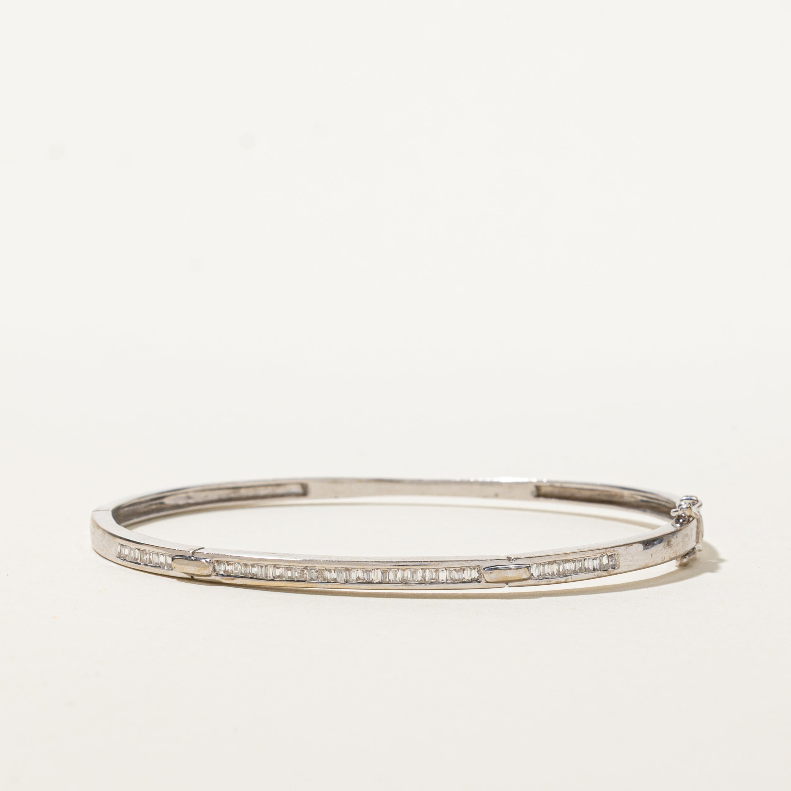 18k White Gold Channel Set Diamond Cuff | 0.25ctw | 6"
