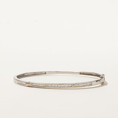 18k White Gold Channel Set Diamond Cuff | 0.25ctw | 6