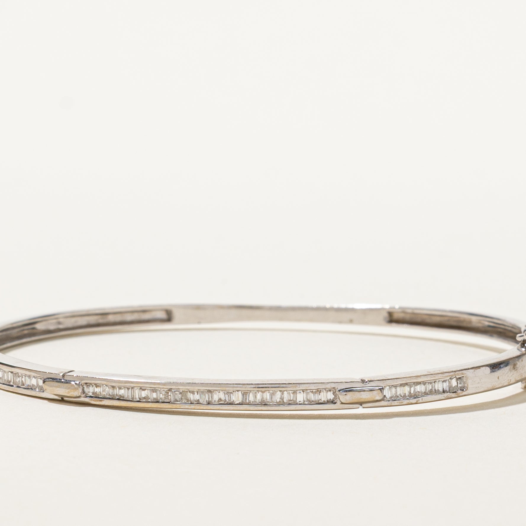 18k White Gold Channel Set Diamond Cuff | 0.25ctw | 6"
