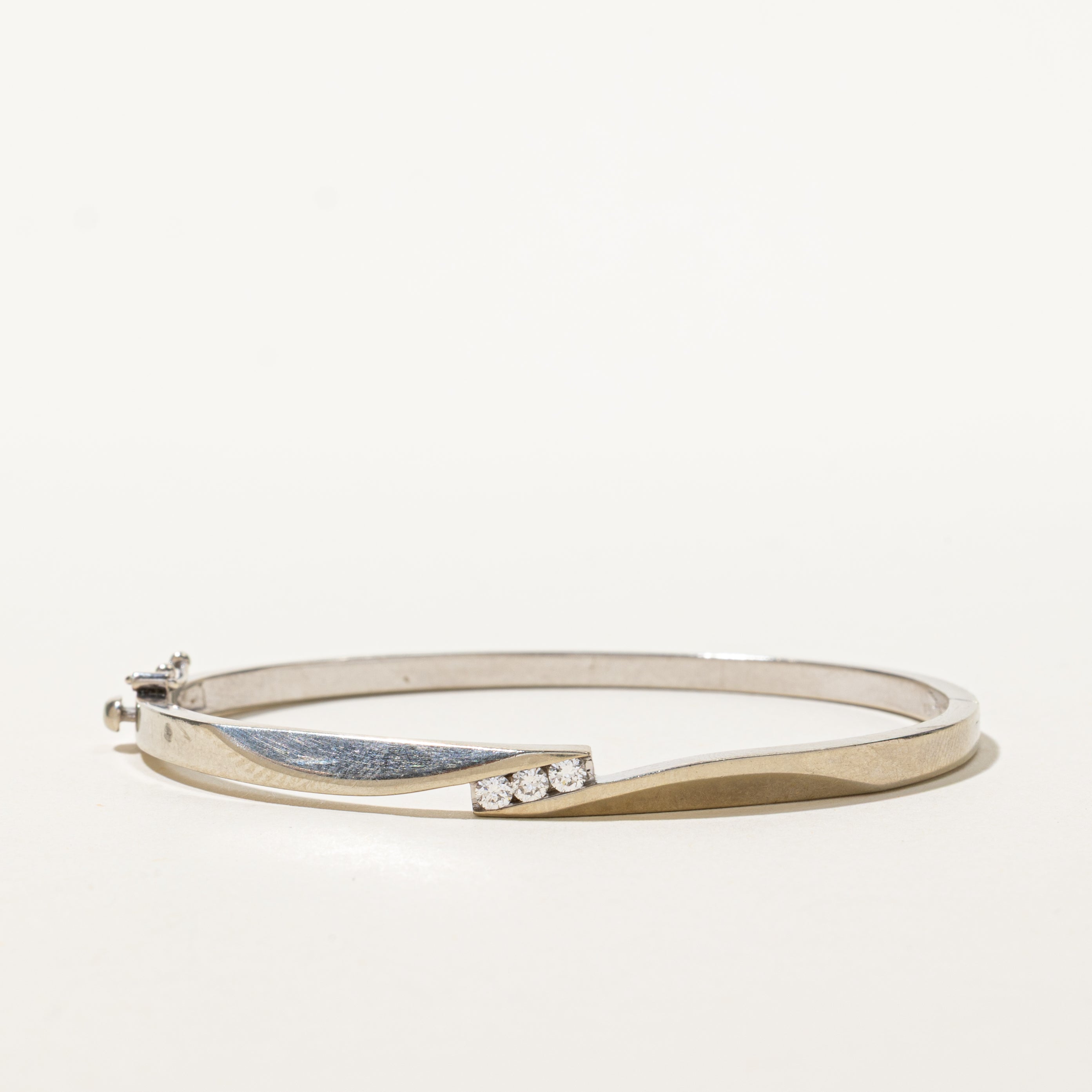 White Gold Channel Set Diamond Bypass Cuff | 0.24ctw | 6"