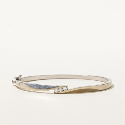 White Gold Channel Set Diamond Bypass Cuff | 0.24ctw | 6