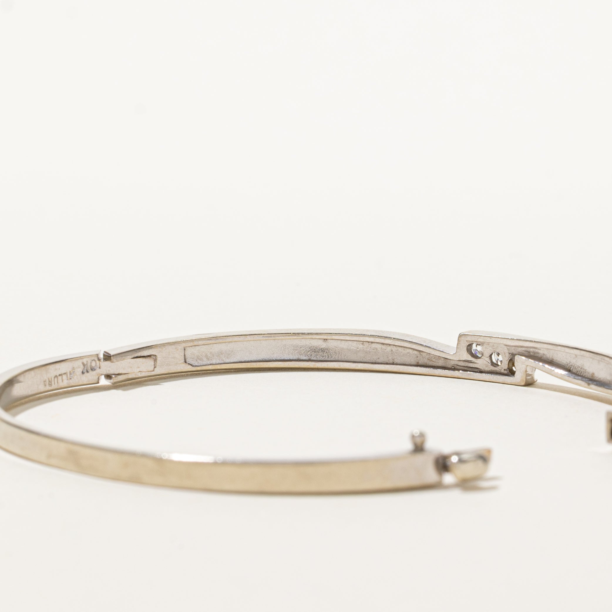 White Gold Channel Set Diamond Bypass Cuff | 0.24ctw | 6"