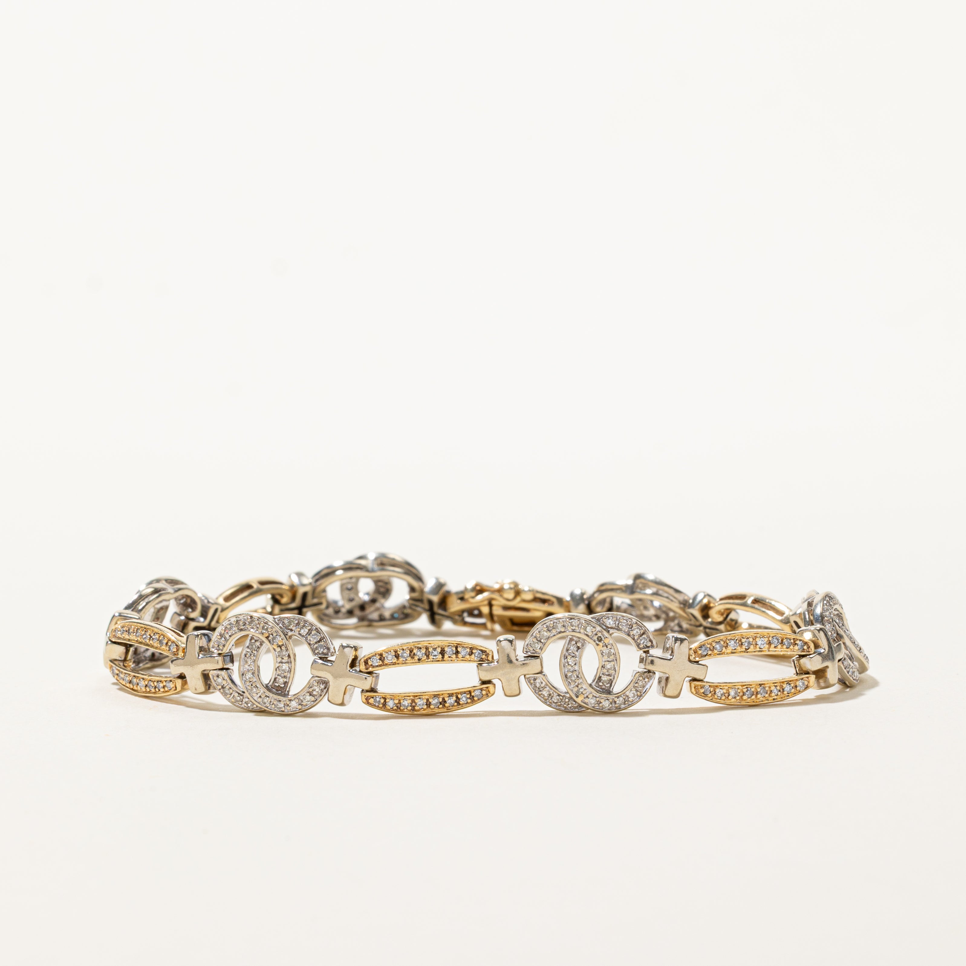 Two-Tone Diamond Charm Segment Bracelet | 1.00ctw | 7.5"