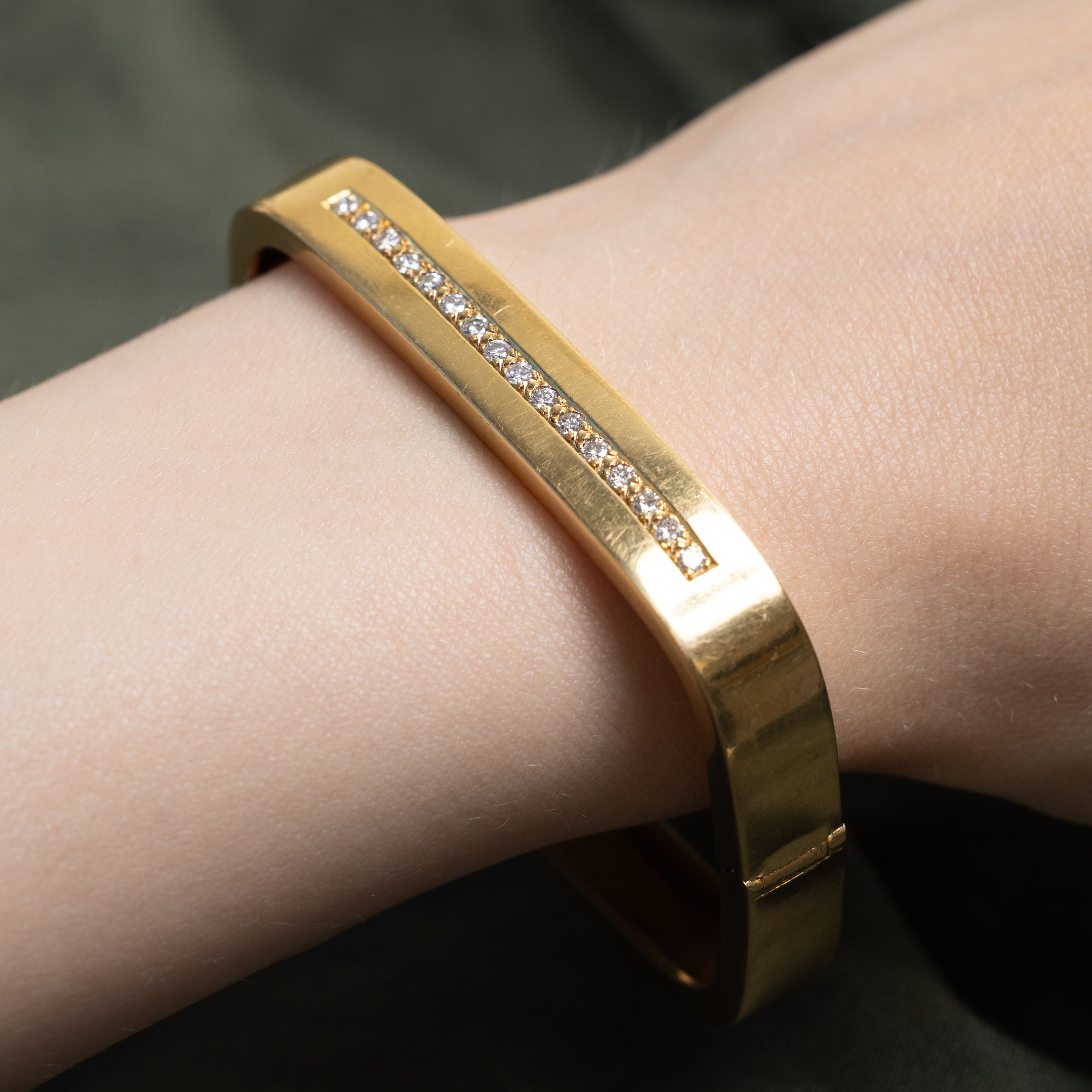 18k Channel Set Diamond Soft-Square Cuff | 0.48ctw | 7"