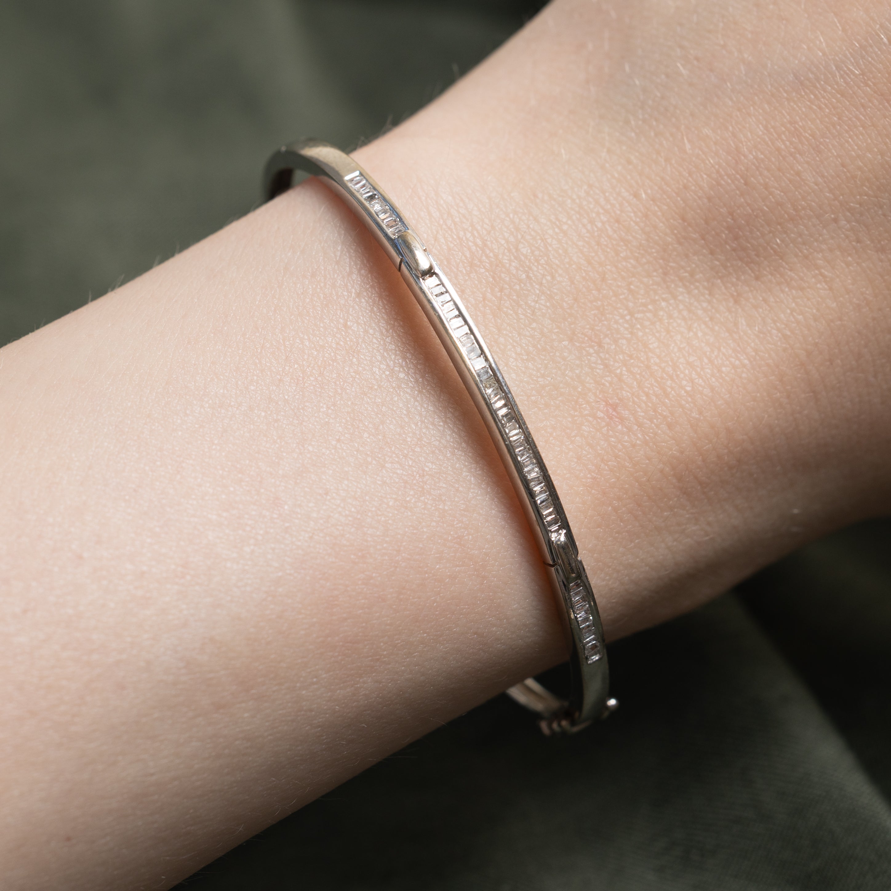 18k White Gold Channel Set Diamond Cuff | 0.25ctw | 6"