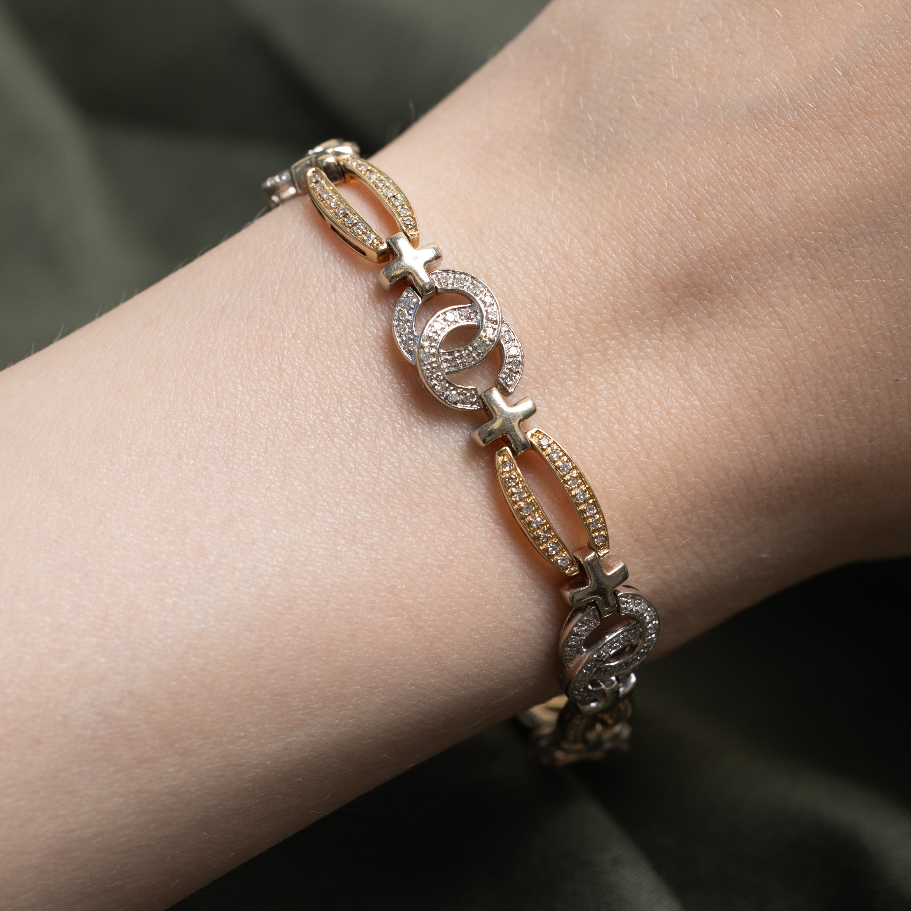 Two-Tone Diamond Charm Segment Bracelet | 1.00ctw | 7.5"