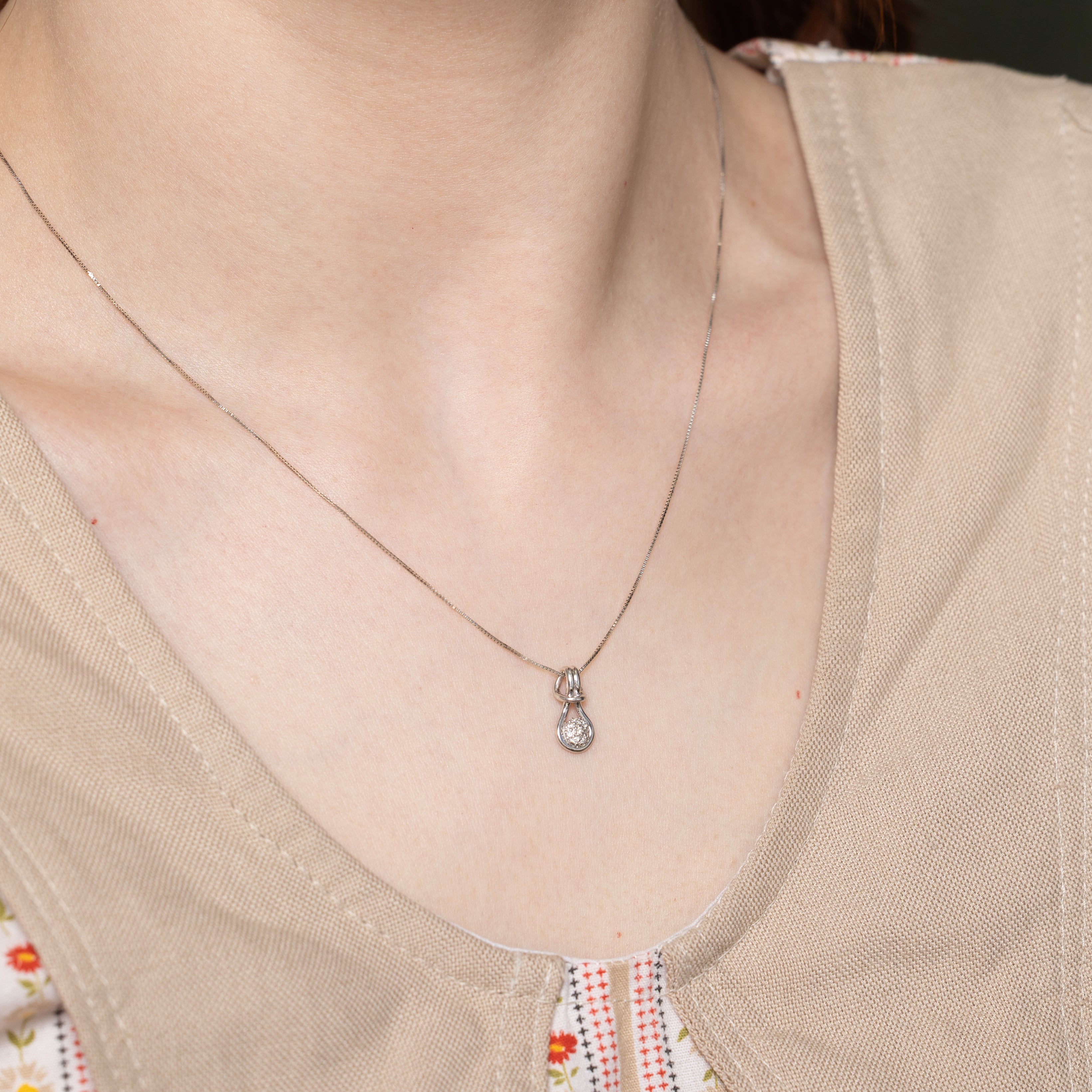 Diamond Cluster Knot Pendant Necklace | 0.05ctw | 19"