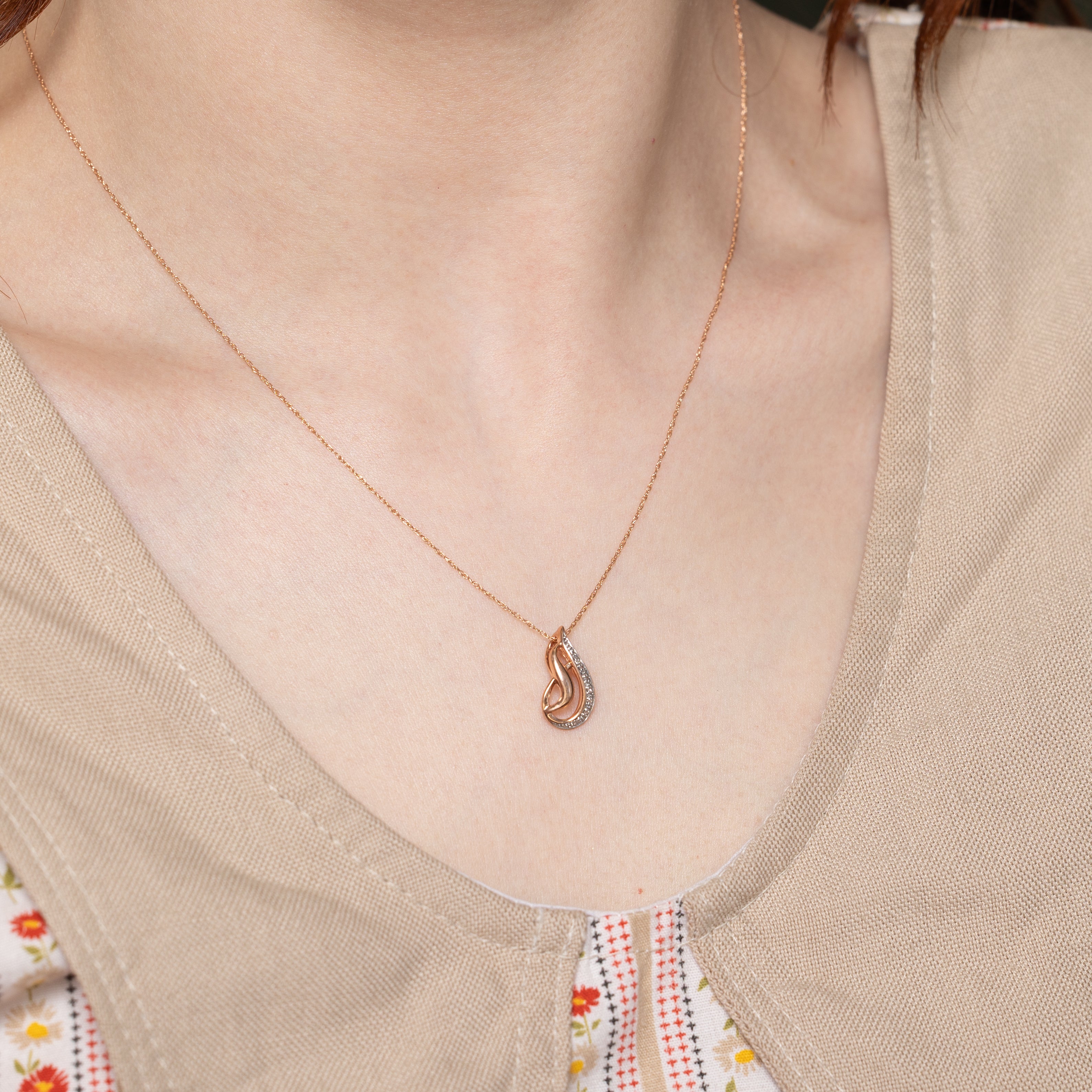 Diamond Waterfall Swirl Pendant Necklace | 0.03ctw