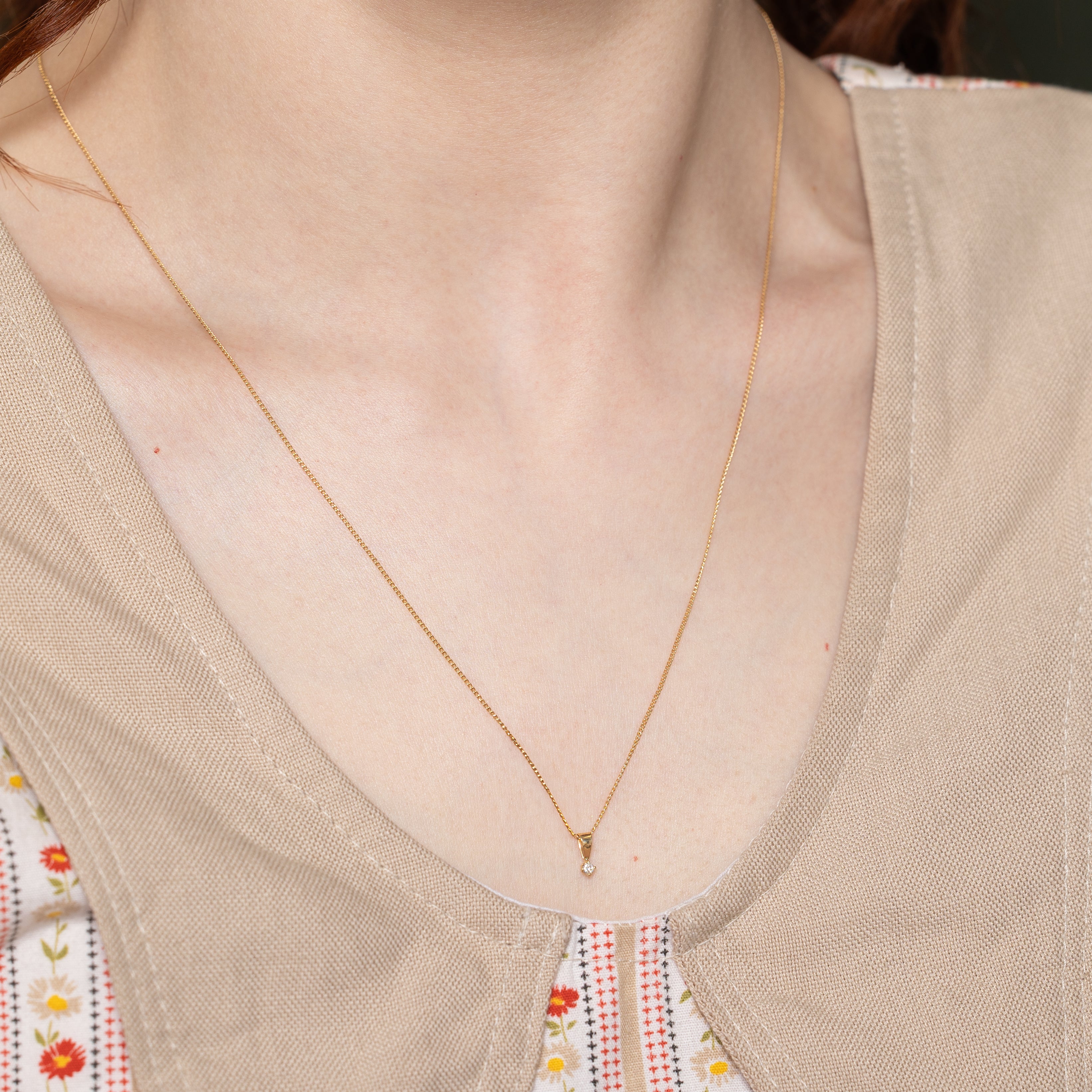 Yellow Gold Diamond Pendant Necklace | 0.03ct | 21"