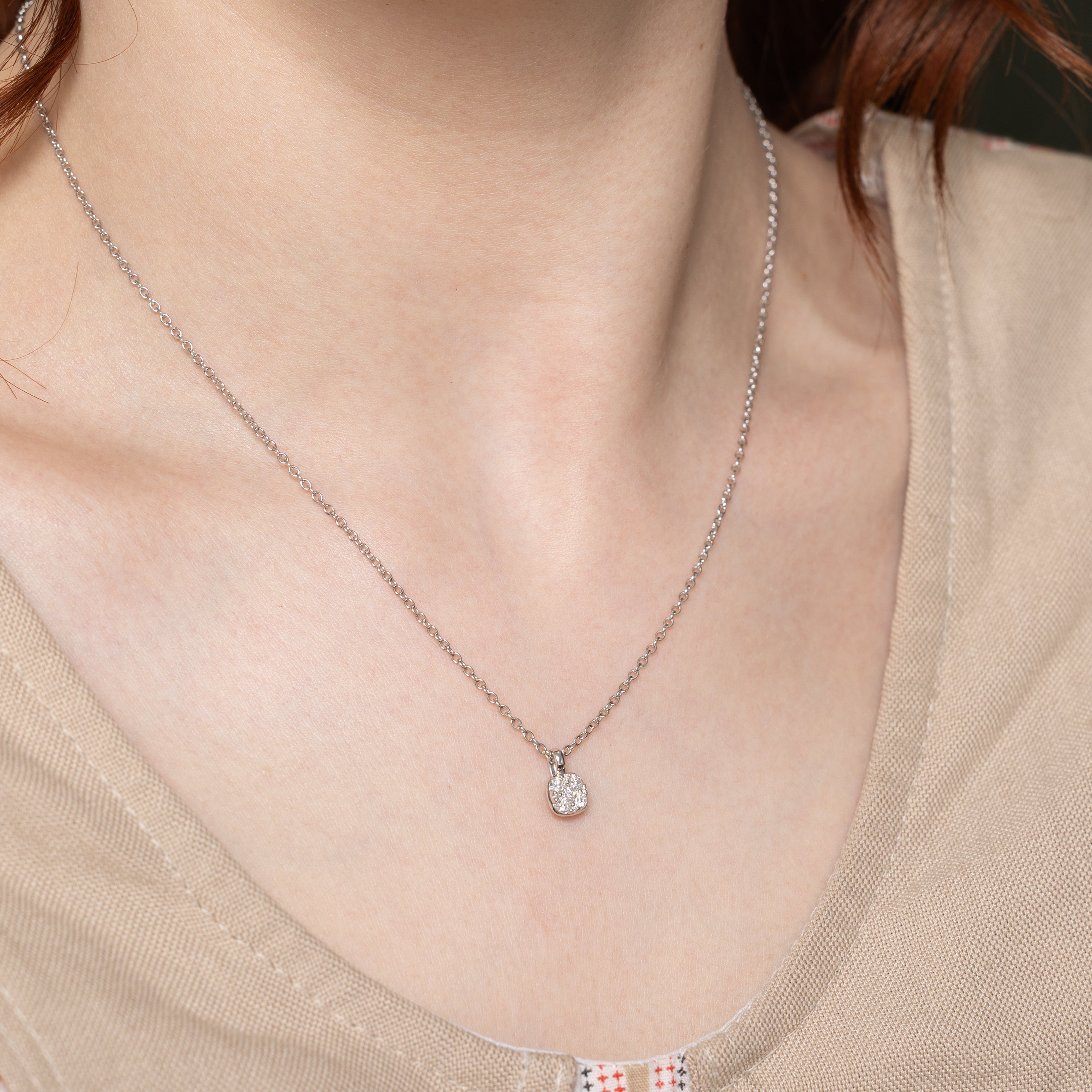 White Gold Illusion Set Diamond Pendant Necklace | 0.25ctw | 17"