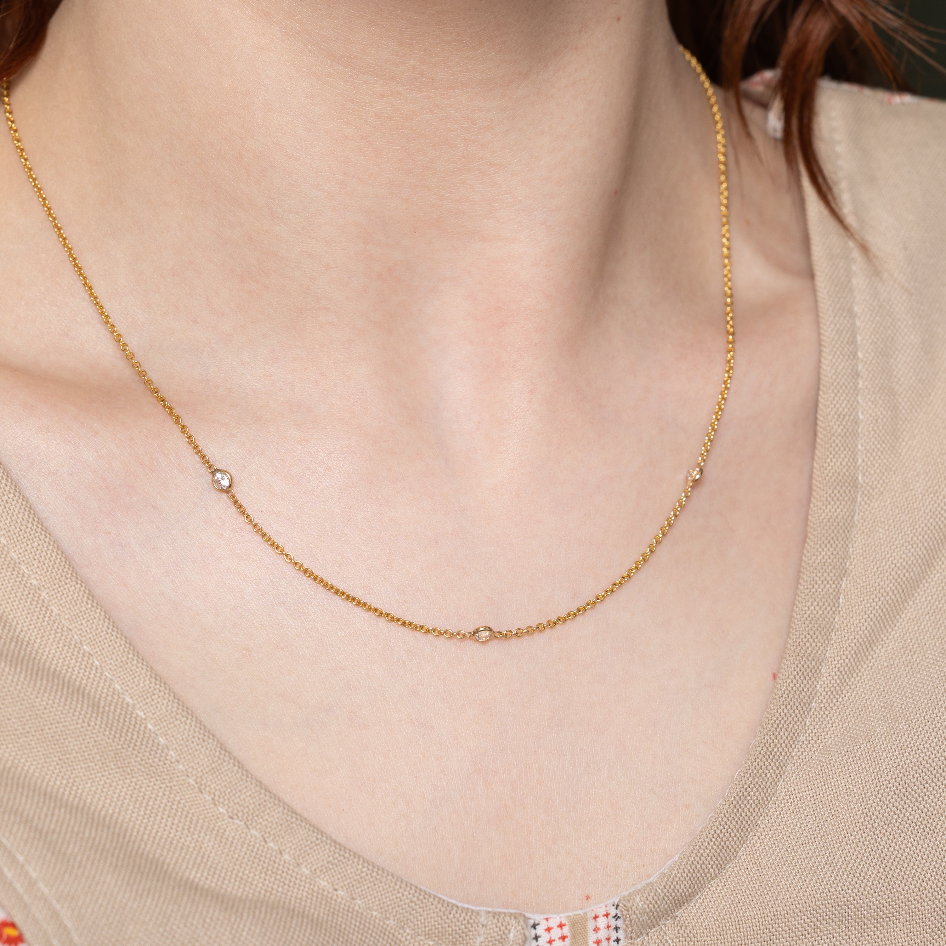 Bezel Set Diamond Satellite Pendant Necklace | 0.38ctw | 18"