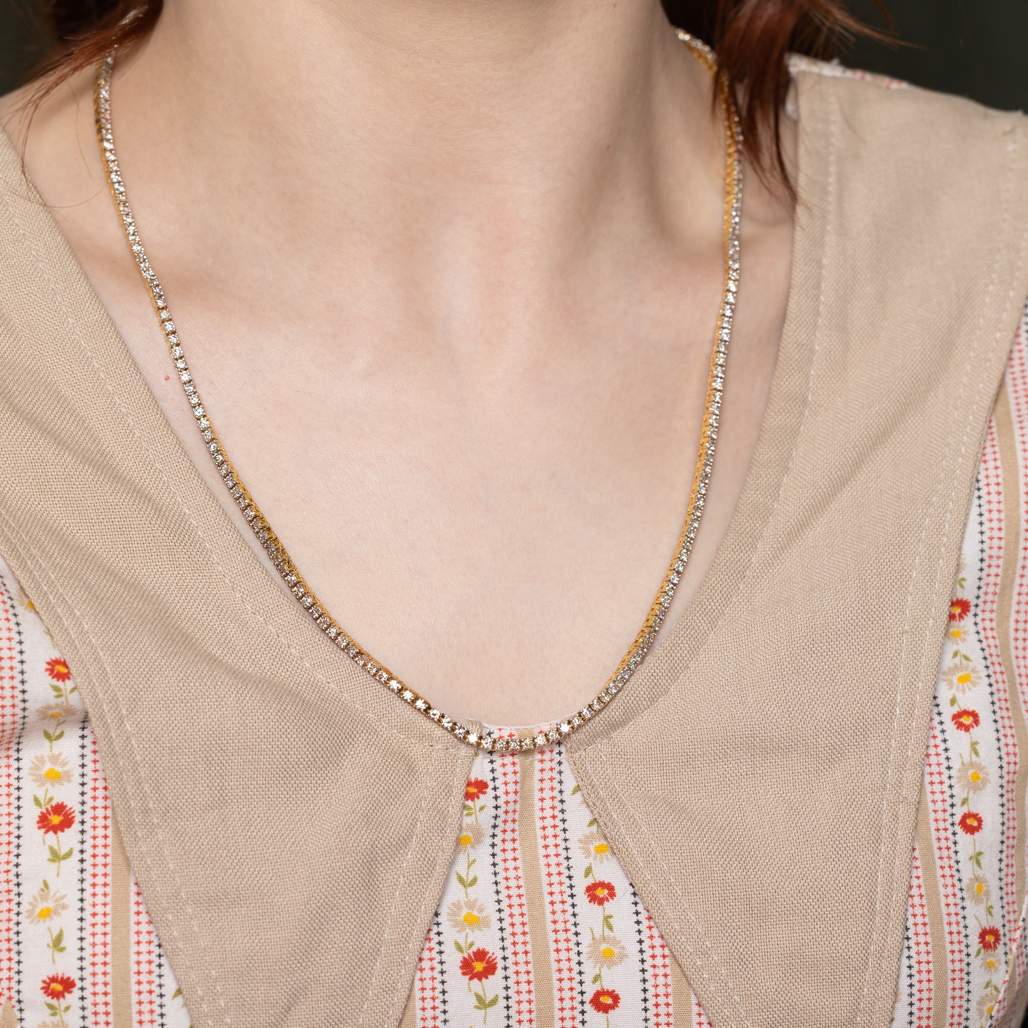 10K Yellow Gold Diamond Tennis Necklace | 9.50ctw | 23"