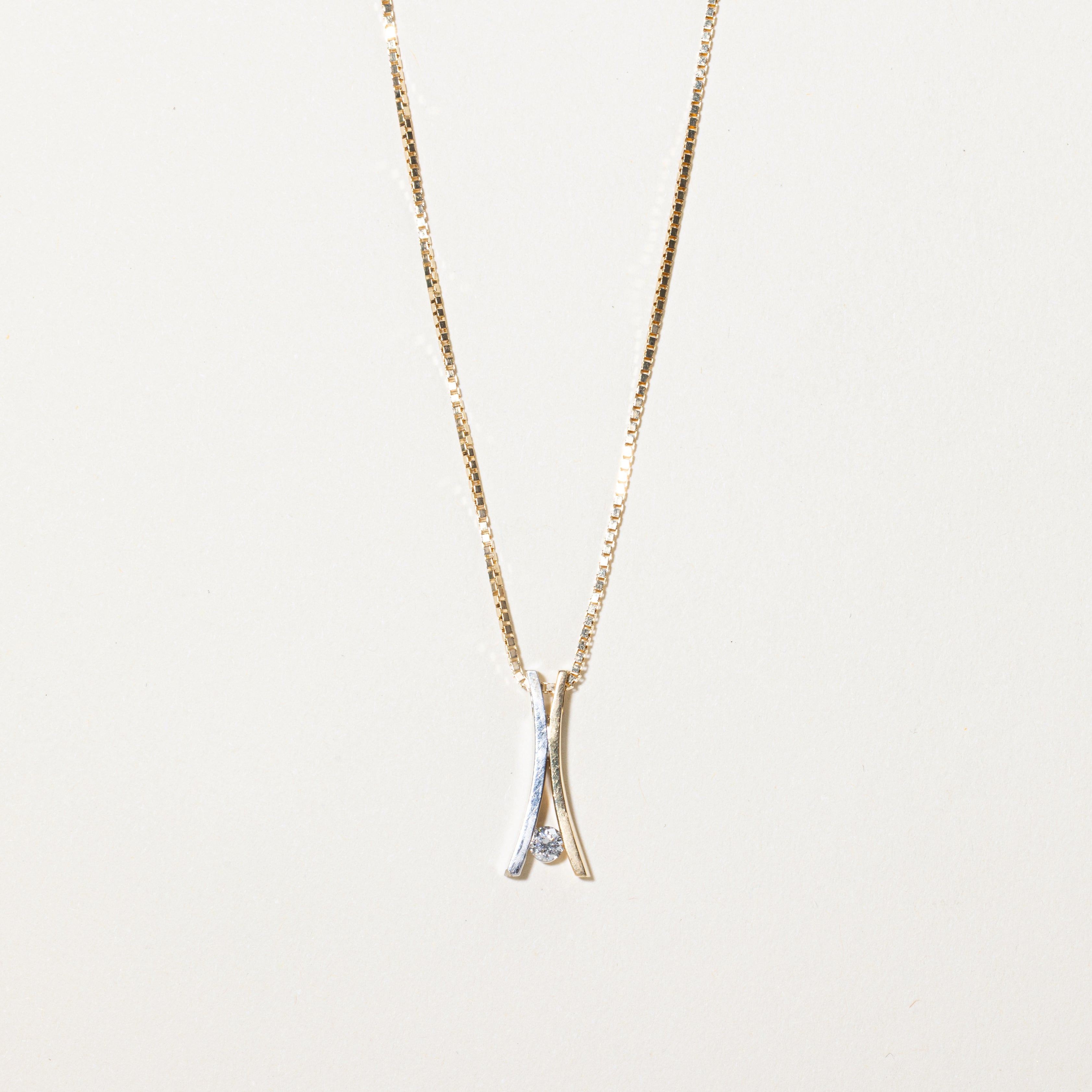 Two-Tone Diamond Bypass Pendant Necklace | 0.11ct | 17"