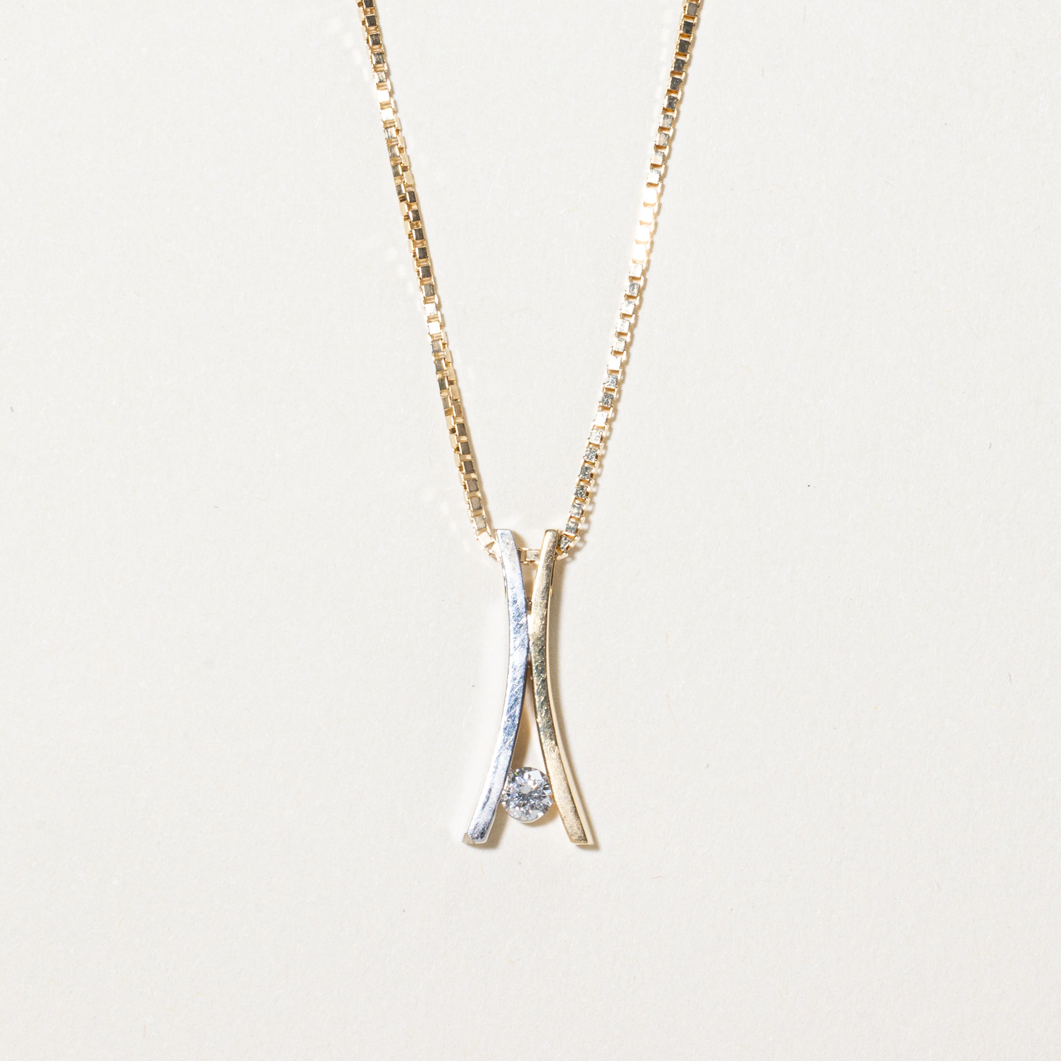 Two-Tone Diamond Bypass Pendant Necklace | 0.11ct | 17"