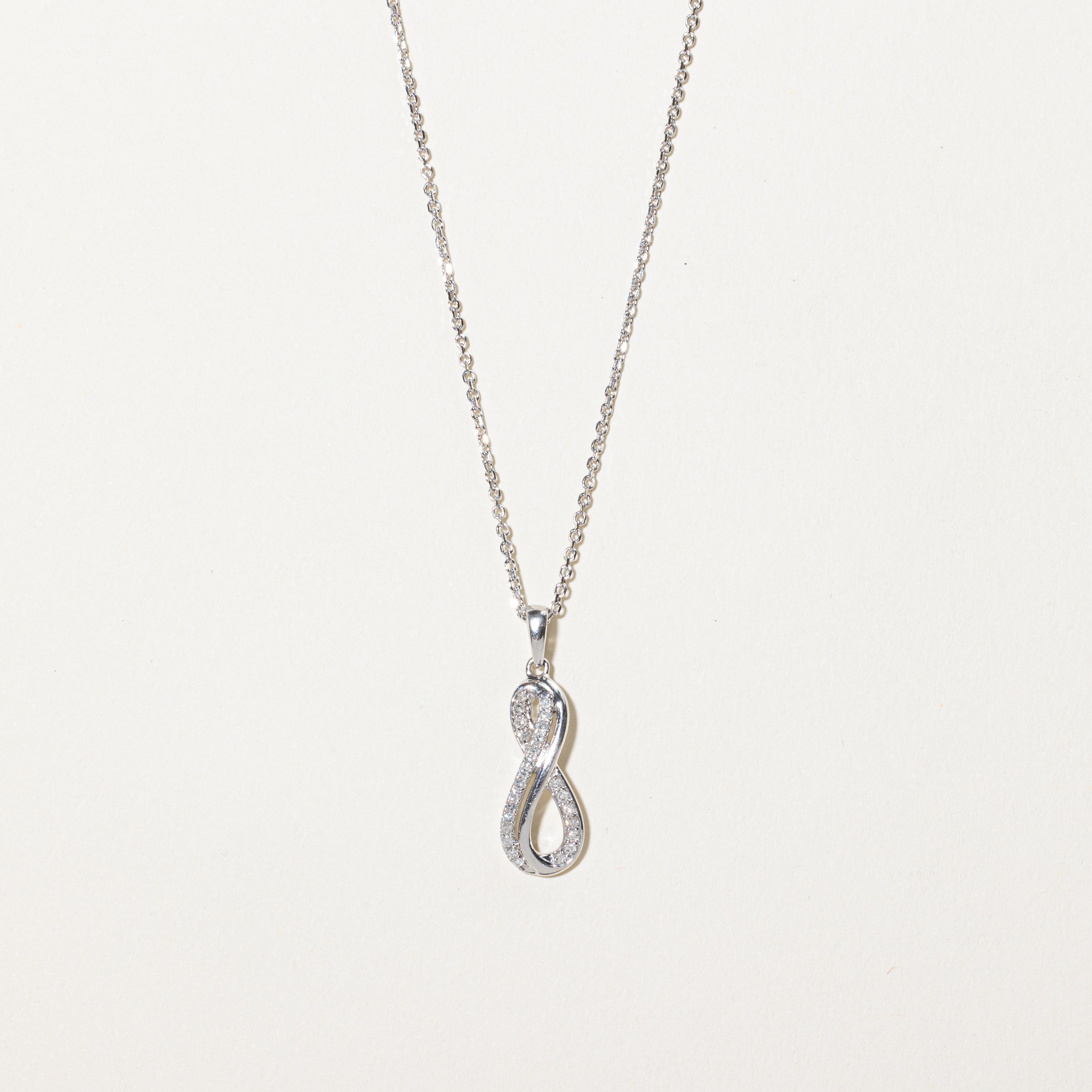 White Gold Diamond Infinity Pendant Necklace | 0.10ctw