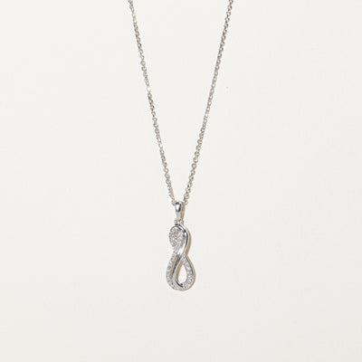 White Gold Diamond Infinity Pendant Necklace | 0.10ctw