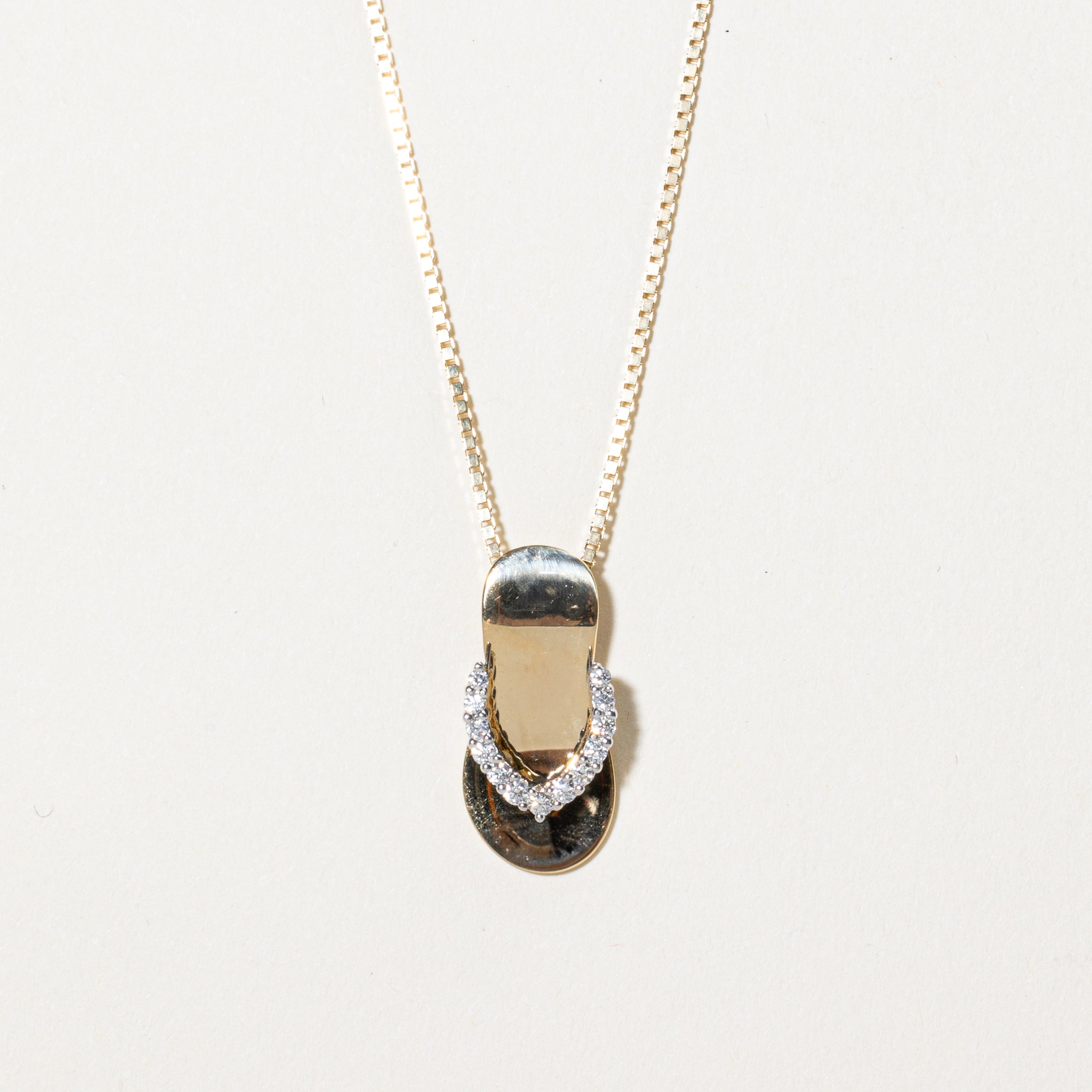 Diamond Flip-Flop Pendant Necklace | 0.14ctw | 17"
