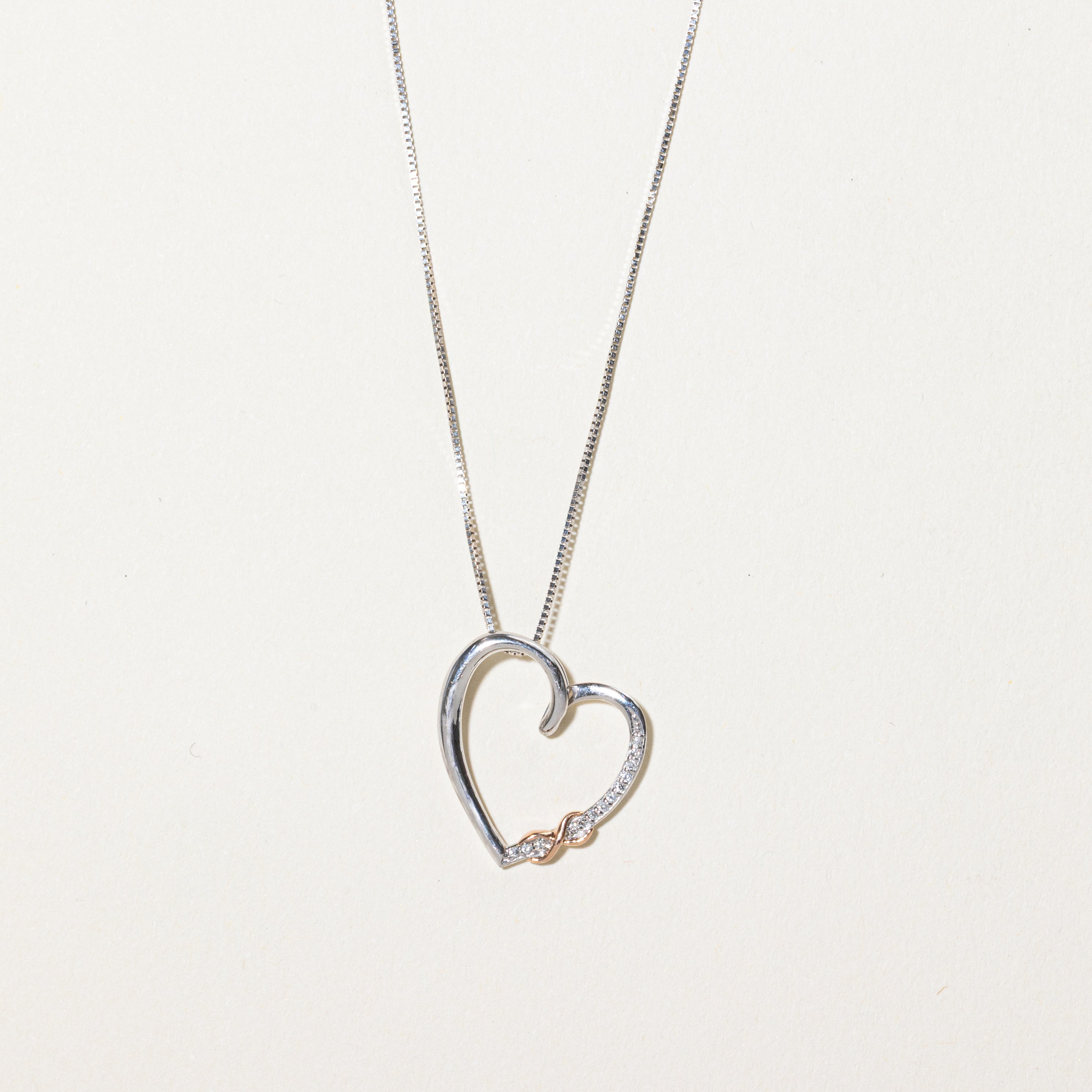 Diamond Open Heart Pendant Necklace | 0.02ctw | 17"