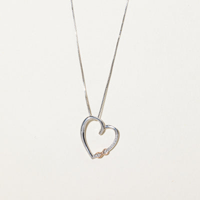 Diamond Open Heart Pendant Necklace | 0.02ctw | 17