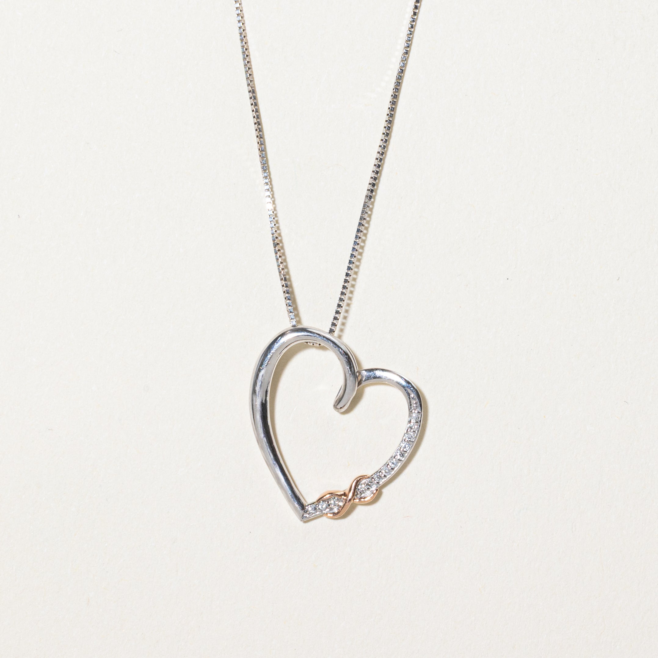 Diamond Open Heart Pendant Necklace | 0.02ctw | 17"