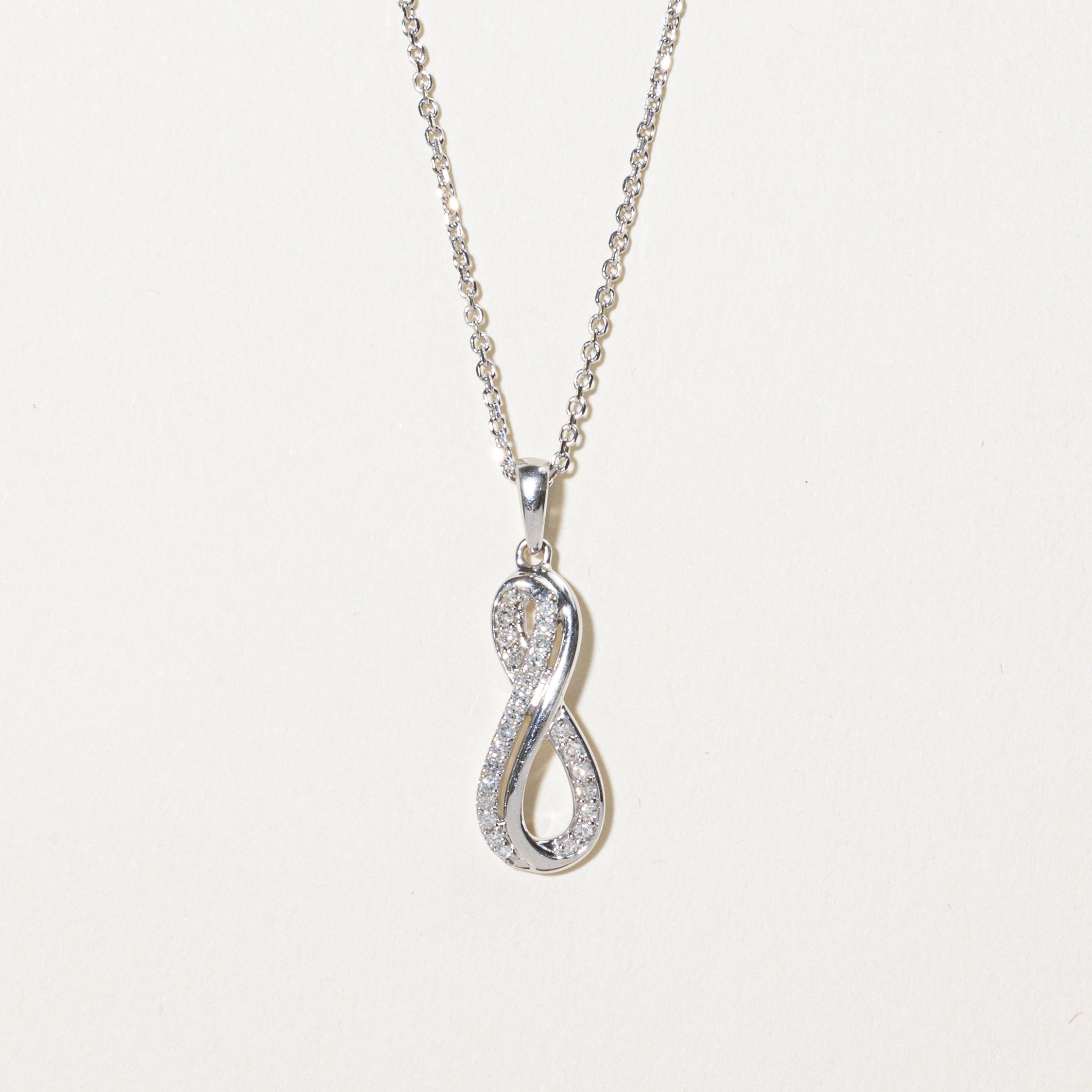 White Gold Diamond Infinity Pendant Necklace | 0.10ctw