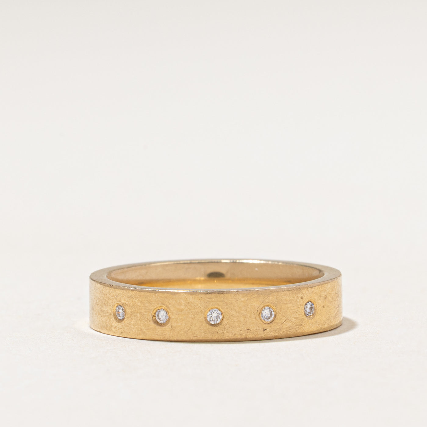 18k Flush Set Five Stone Diamond Band | 0.03ctw | 4.00mm | SZ 6