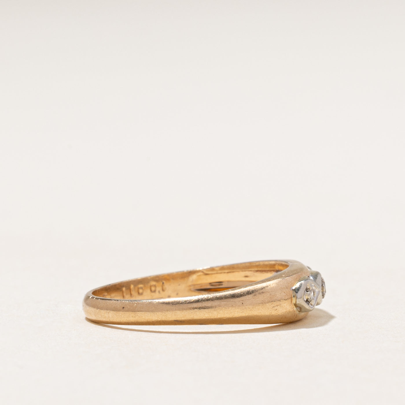 Two Tone Gold Three Stone Diamond Ring | 0.03ctw | SZ 6.5