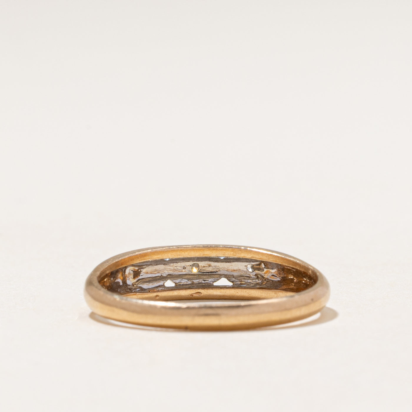 Two Tone Gold Three Stone Diamond Ring | 0.03ctw | SZ 6.5