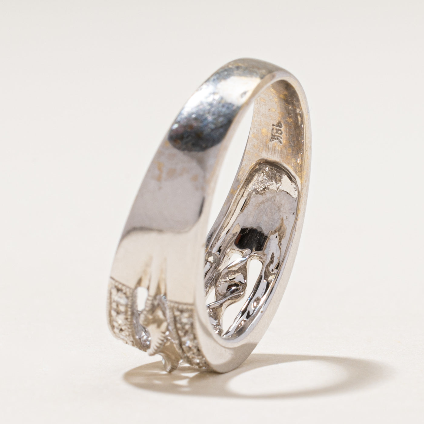 18k White Gold Diamond Milgrain Textured Ring | 0.20ctw | SZ 8.5
