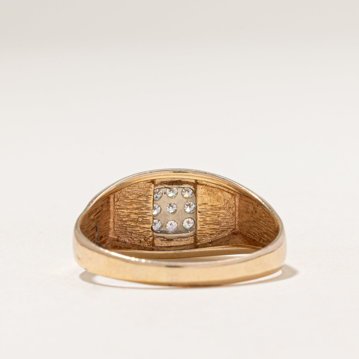 Diamond Grid Textured Signet Ring | 0.18ctw | SZ 13.5