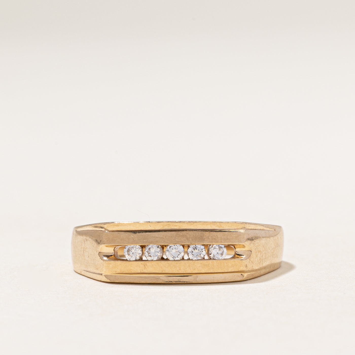 Five Stone Diamond Grooved Ring | 0.15ctw | SZ 12.25