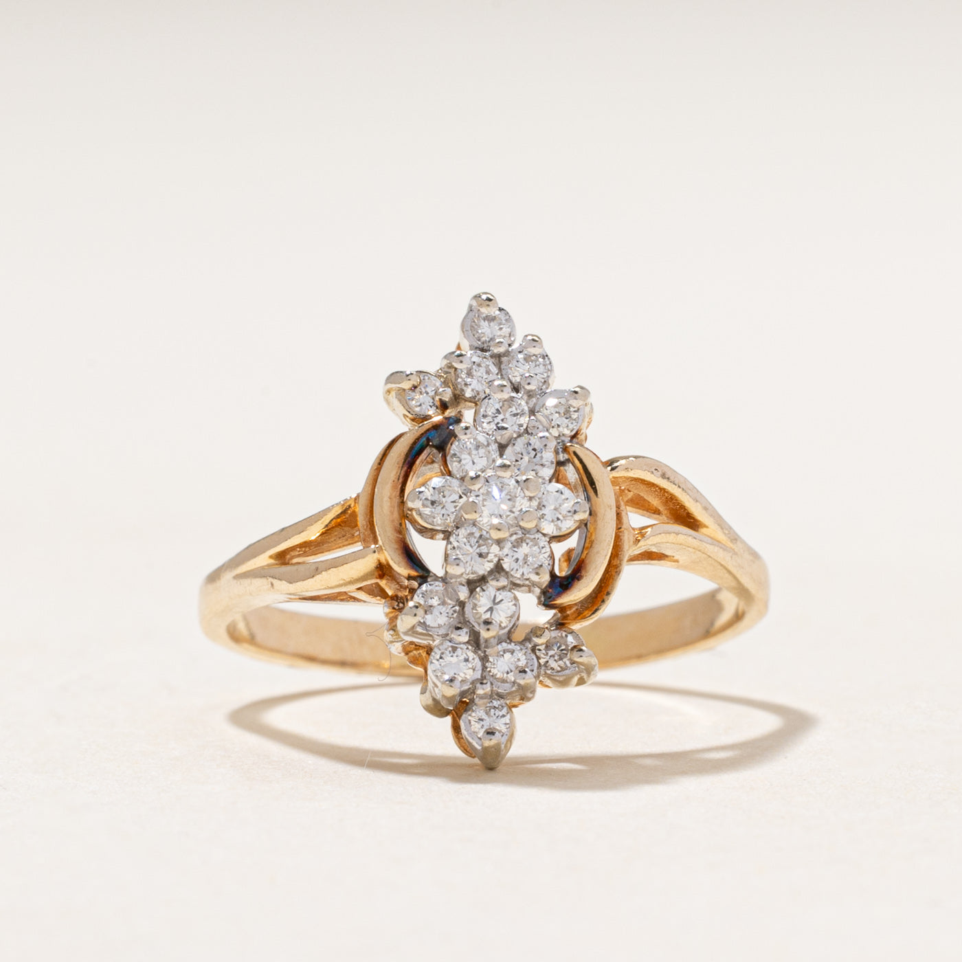 Diamond Floral Cluster Cocktail Ring | 0.30ctw | SZ 7.75