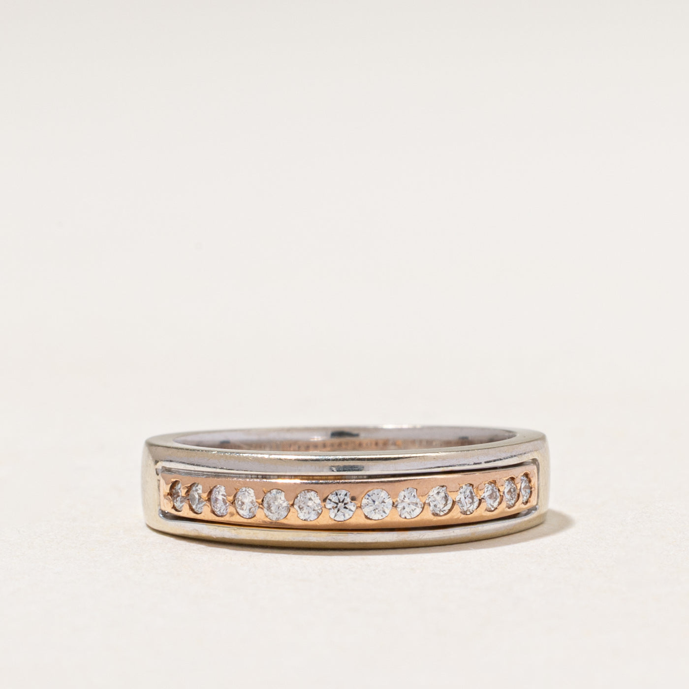 Two Tone Gold Semi Eternity Diamond Band | 0.15ctw | 2.75mm | SZ 5