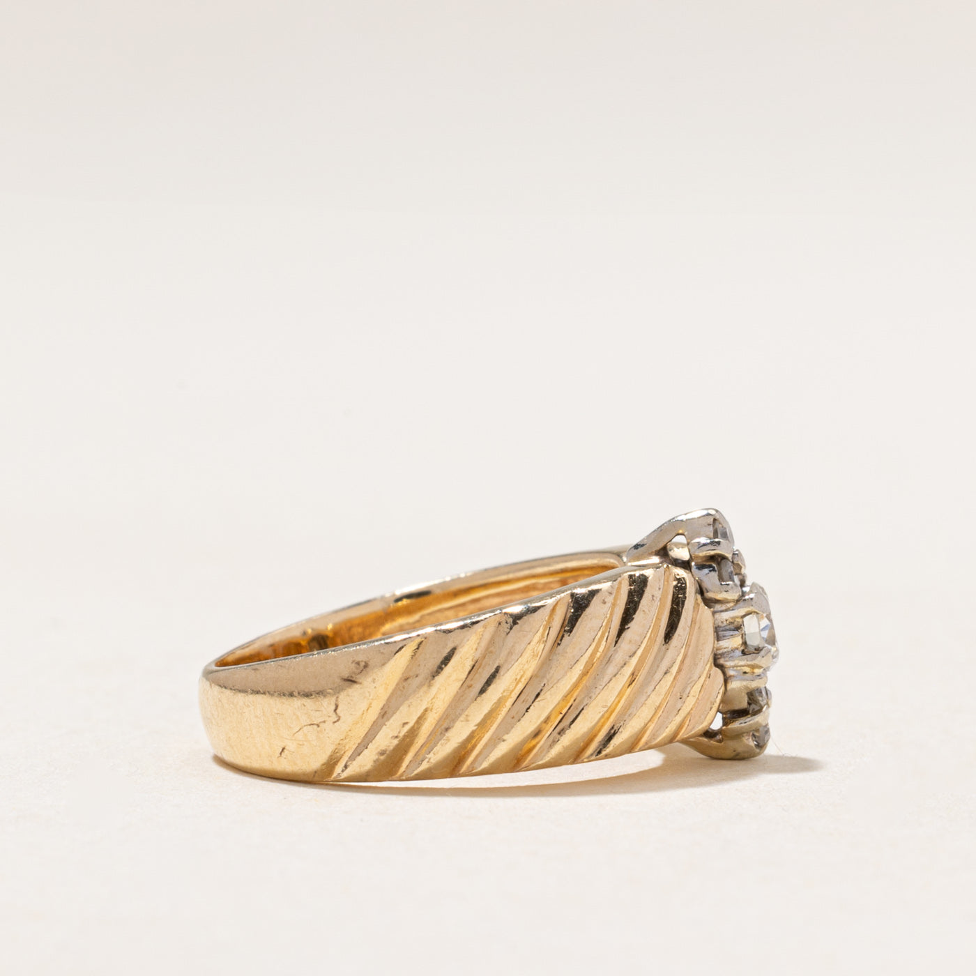Diamond Marquise Cluster Grooved Ring | 0.24ctw | SZ 5