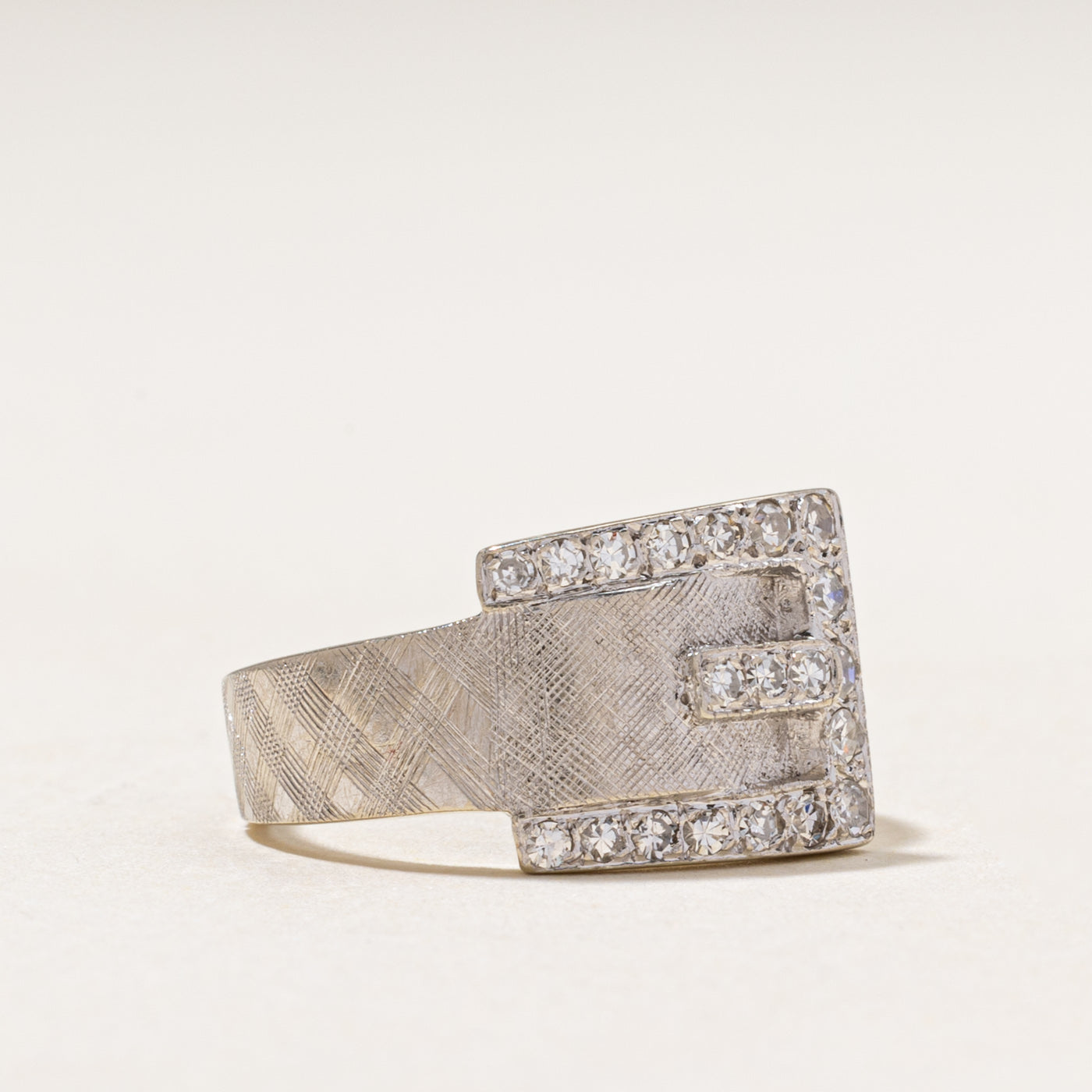 White Gold Diamond Buckle Ring | 0.40ctw | SZ 6
